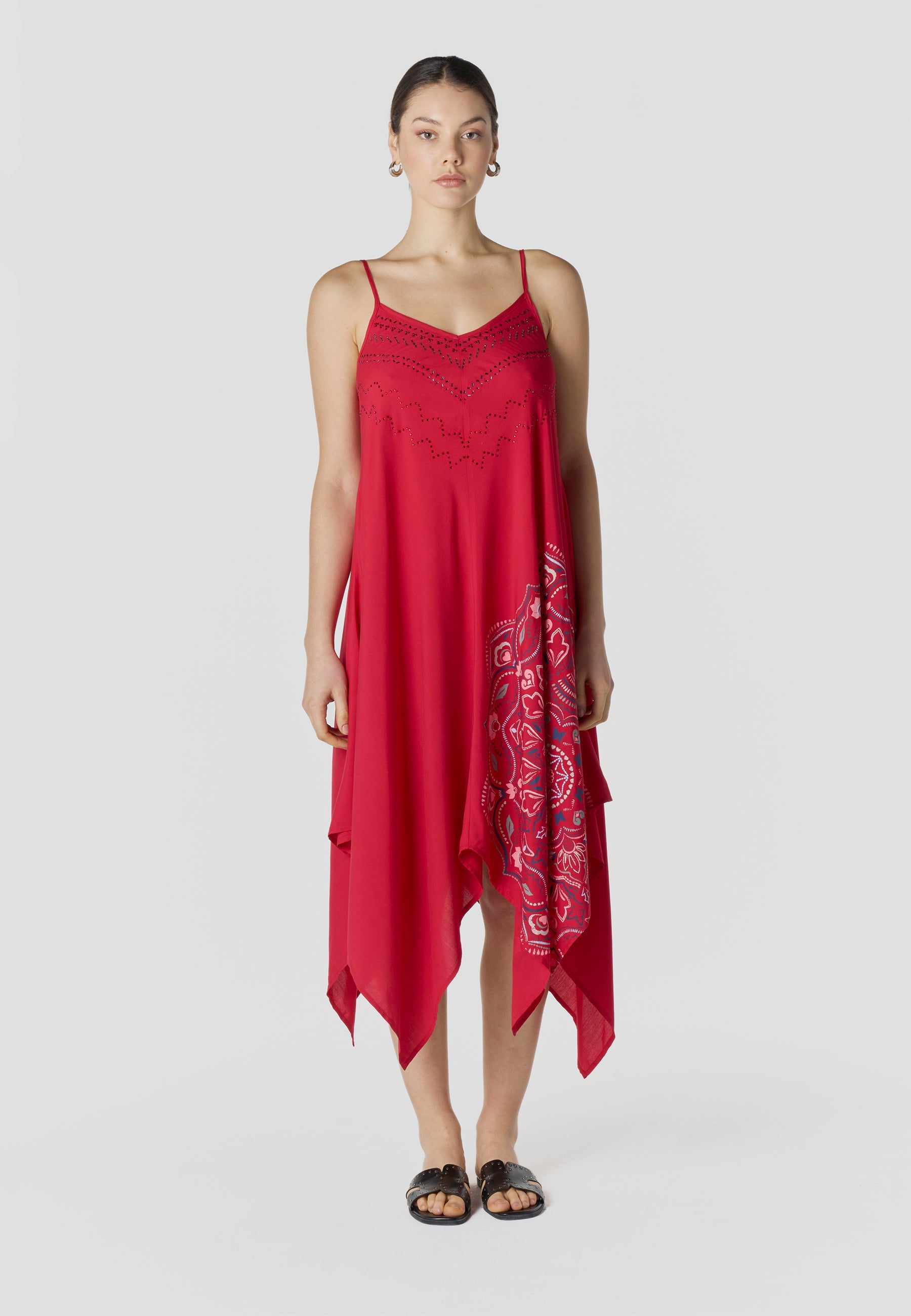 Vestido Mujer Largo Tirantes Estampado Mandala Asimétrico – Koroshi 2612VS91