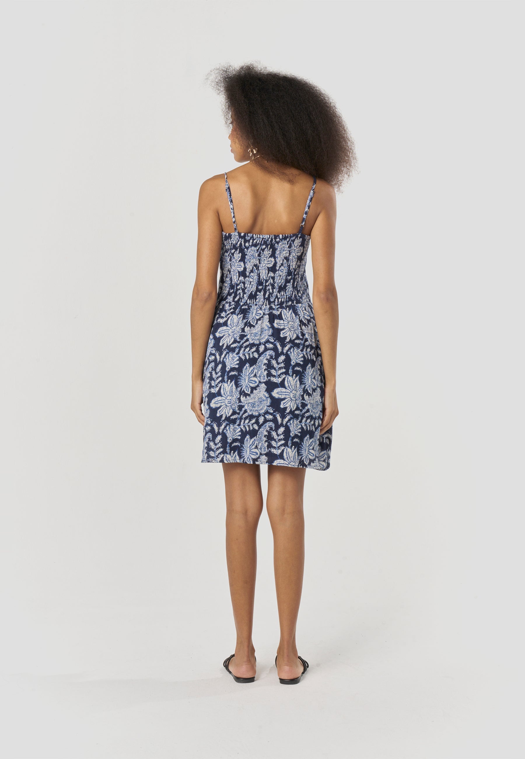 Vestido Mujer Corto Tirantes Estampado Floral – Koroshi Marino