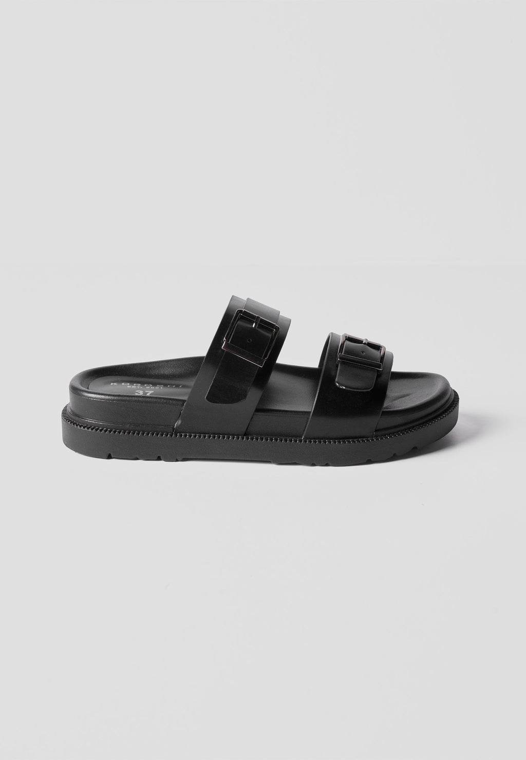 Sandalias Planas Mujer Doble Correa – Koroshi Negra