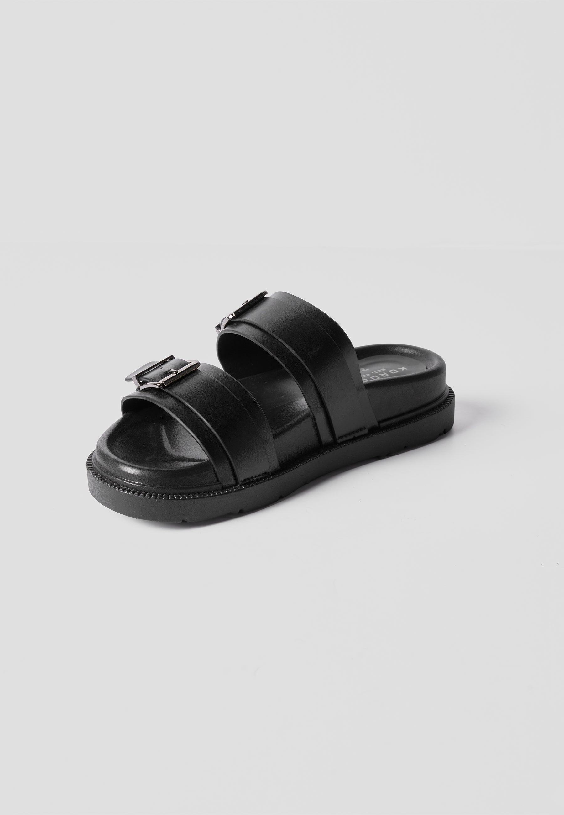 Sandalias Planas Mujer Doble Correa – Koroshi Negra