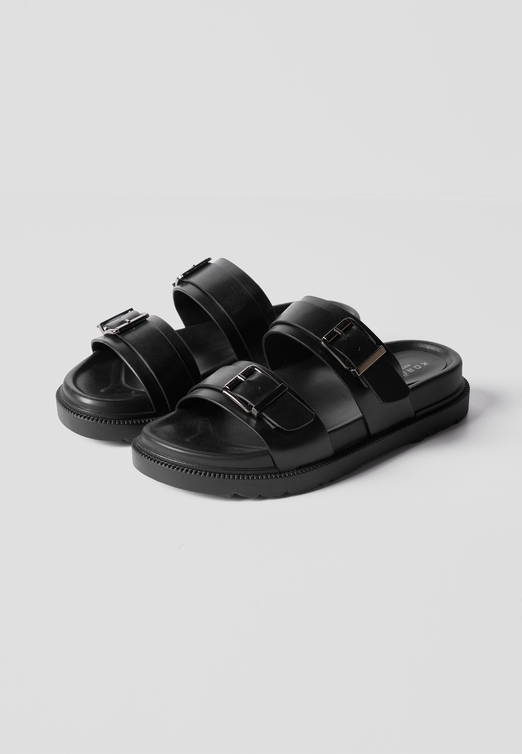 Sandalias Planas Mujer Doble Correa – Koroshi Negra