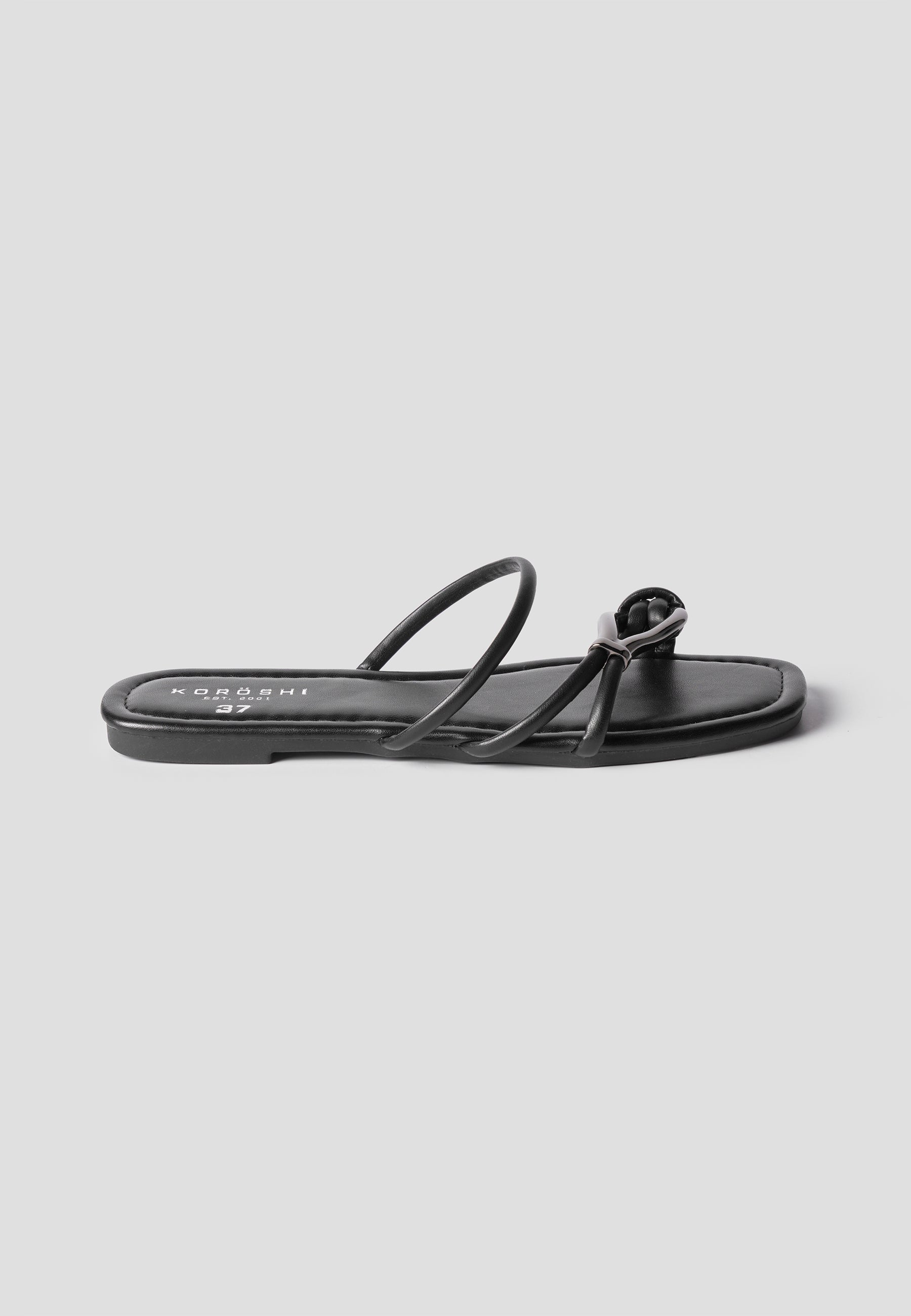 Sandalias Planas Mujer Tiras Finas – Koroshi Negra