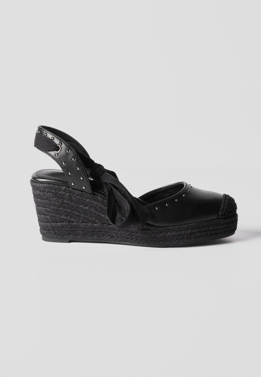 Alpargatas Cuña Media Esparto Mujer 7 cm – Koroshi Negra