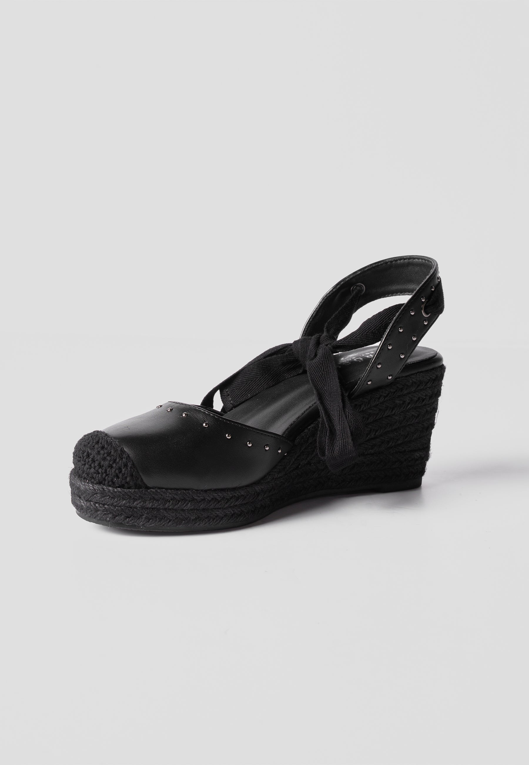 Alpargatas Cuña Media Esparto Mujer 7 cm – Koroshi Negra