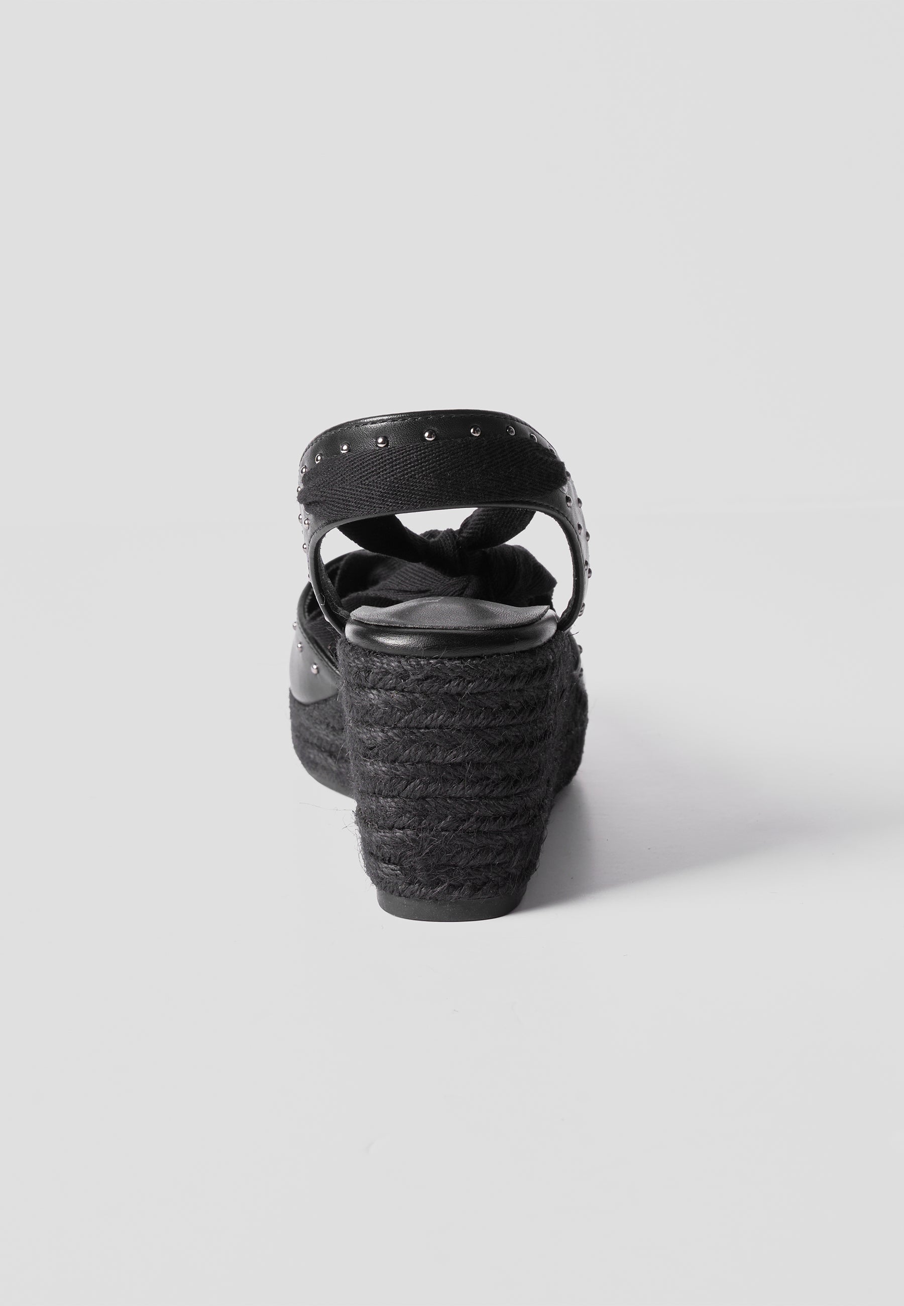 Alpargatas Cuña Media Esparto Mujer 7 cm – Koroshi Negra
