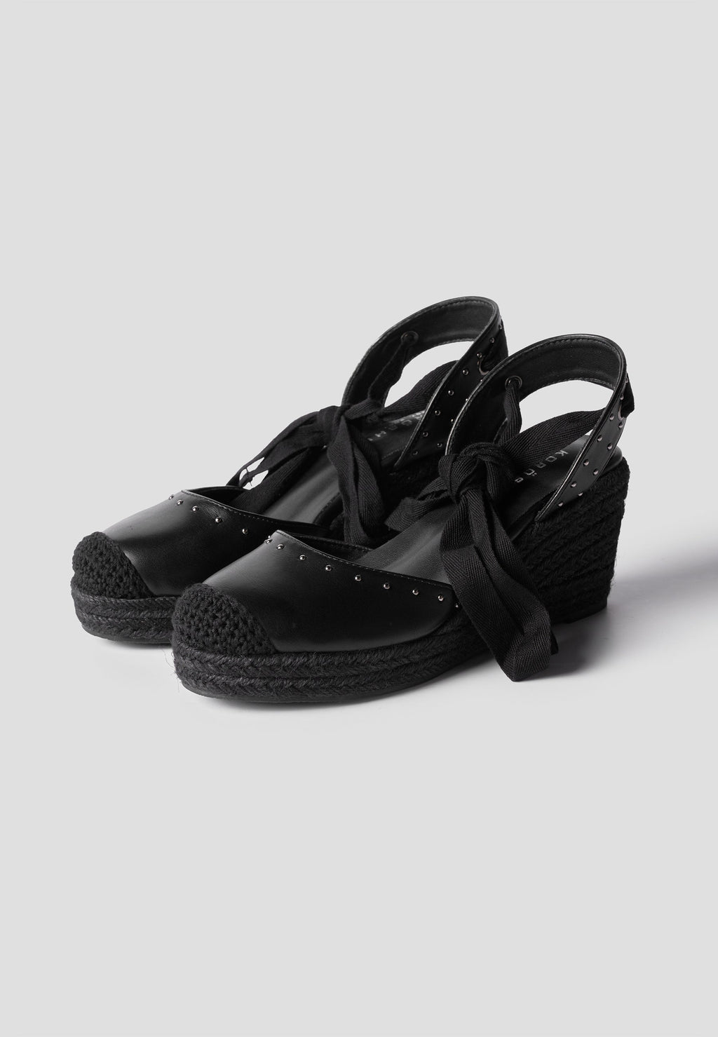 Alpargatas Cuña Media Esparto Mujer 7 cm – Koroshi Negra