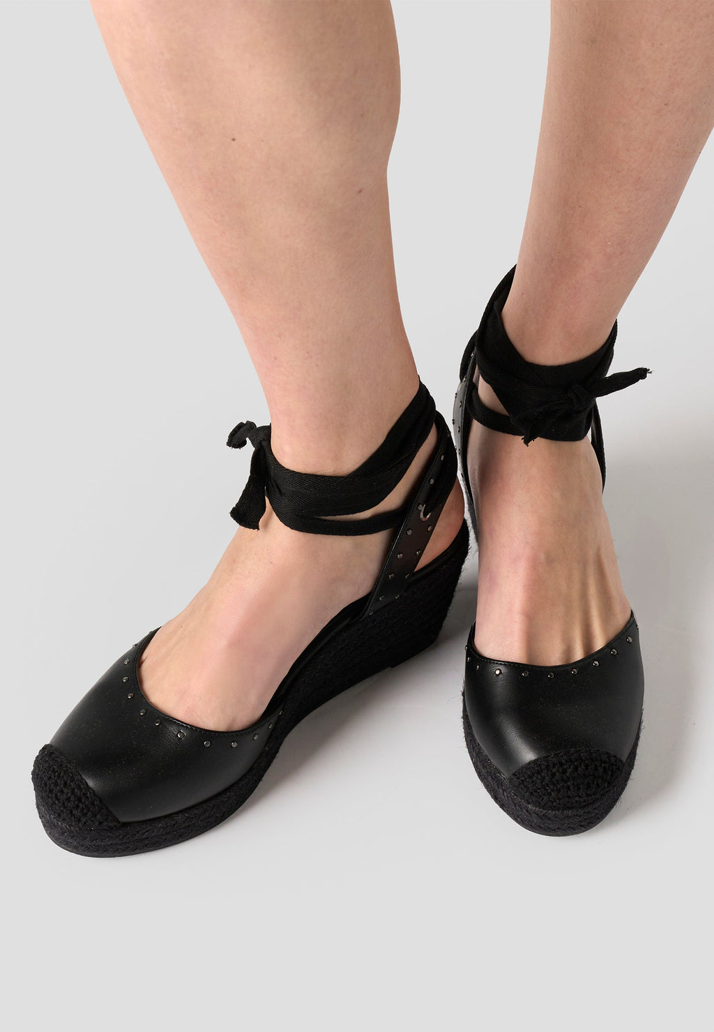 Alpargatas Cuña Media Esparto Mujer 7 cm – Koroshi Negra