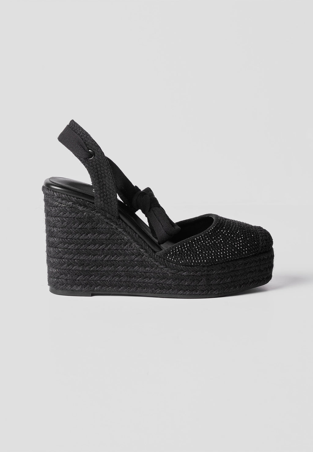 Alpargatas Cuña Alta Esparto Mujer 9 cm – Koroshi Negra