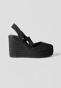 Alpargatas Cuña Alta Esparto Mujer 9 cm – Koroshi Negra