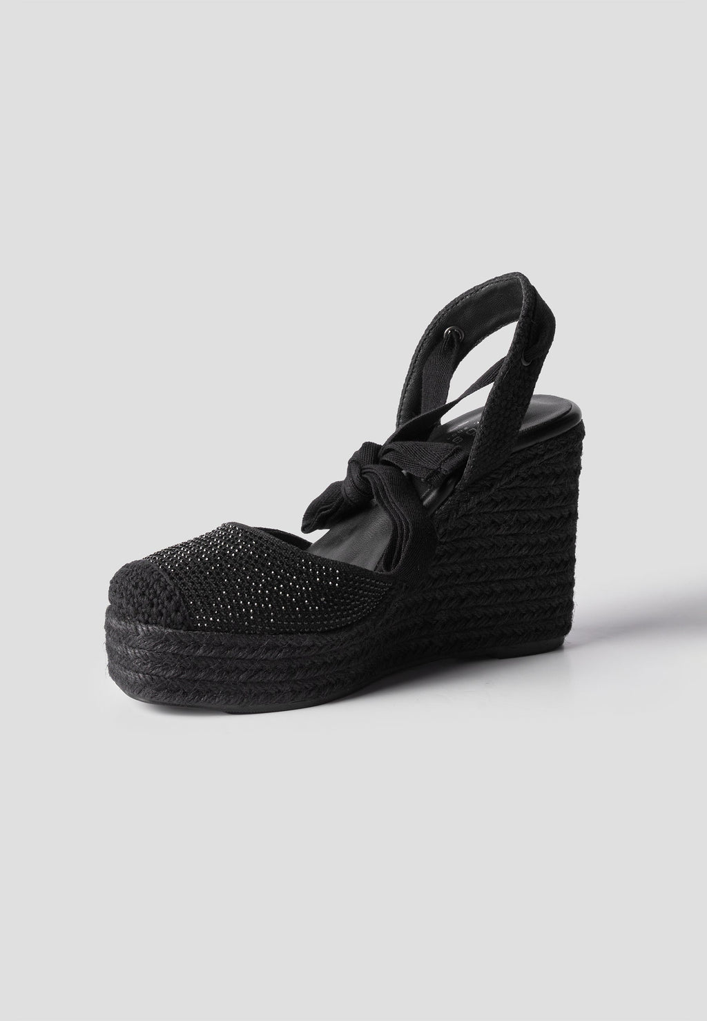 Alpargatas Cuña Alta Esparto Mujer 9 cm – Koroshi Negra