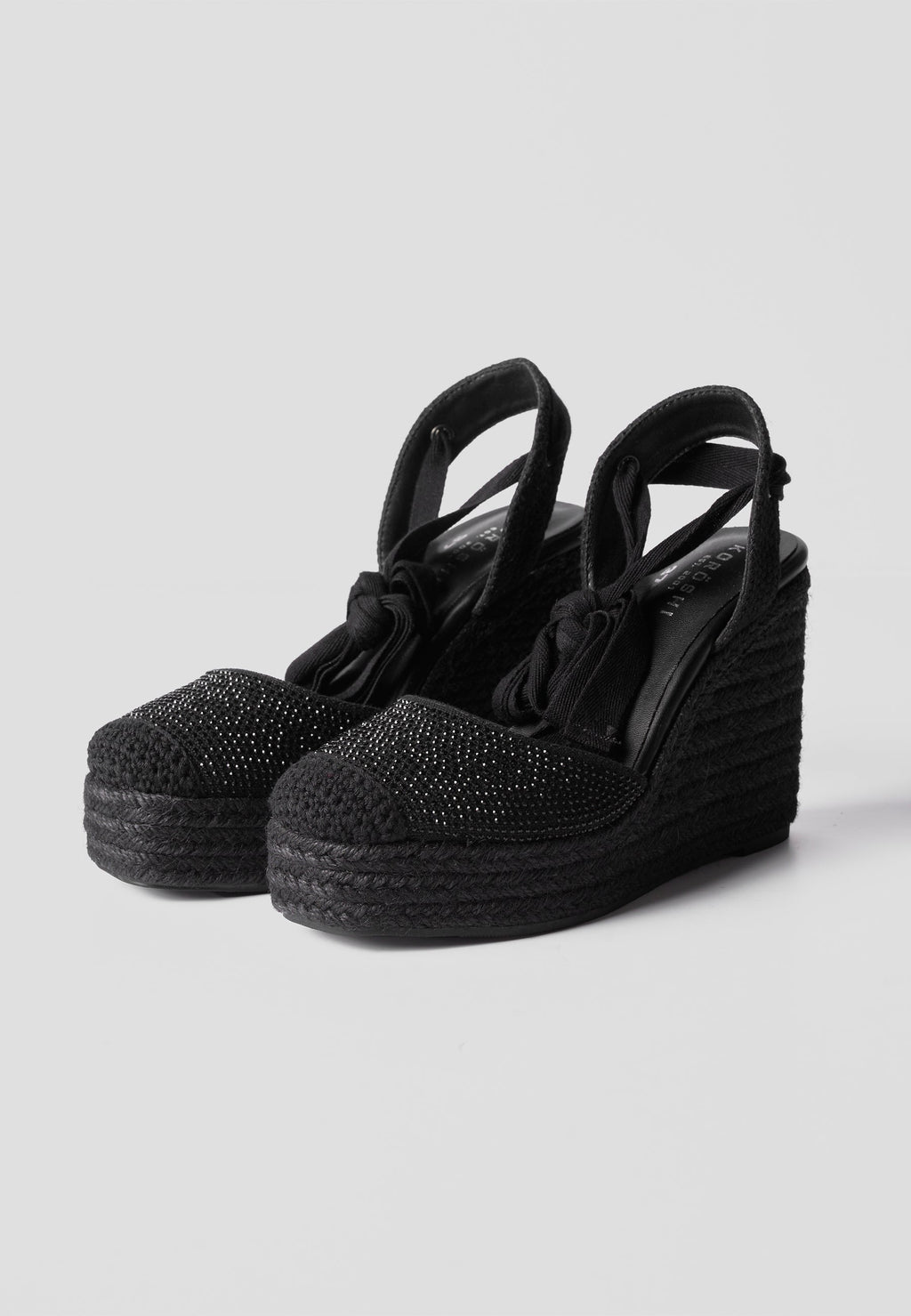 Alpargatas Cuña Alta Esparto Mujer 9 cm – Koroshi Negra