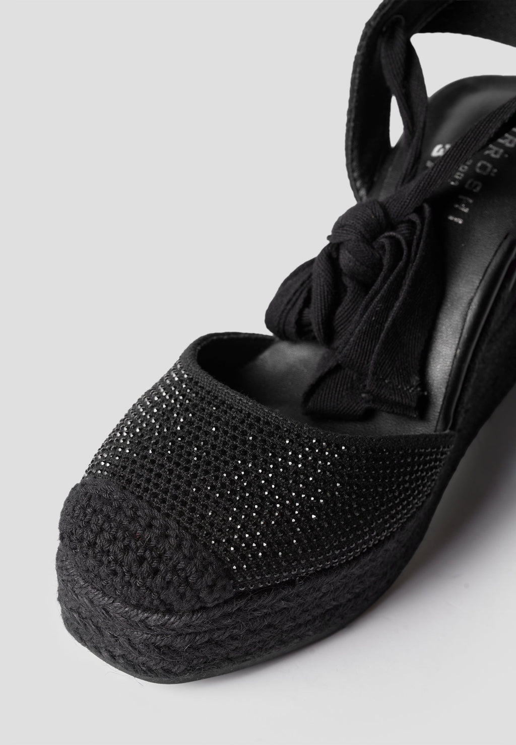 Alpargatas Cuña Alta Esparto Mujer 9 cm – Koroshi Negra