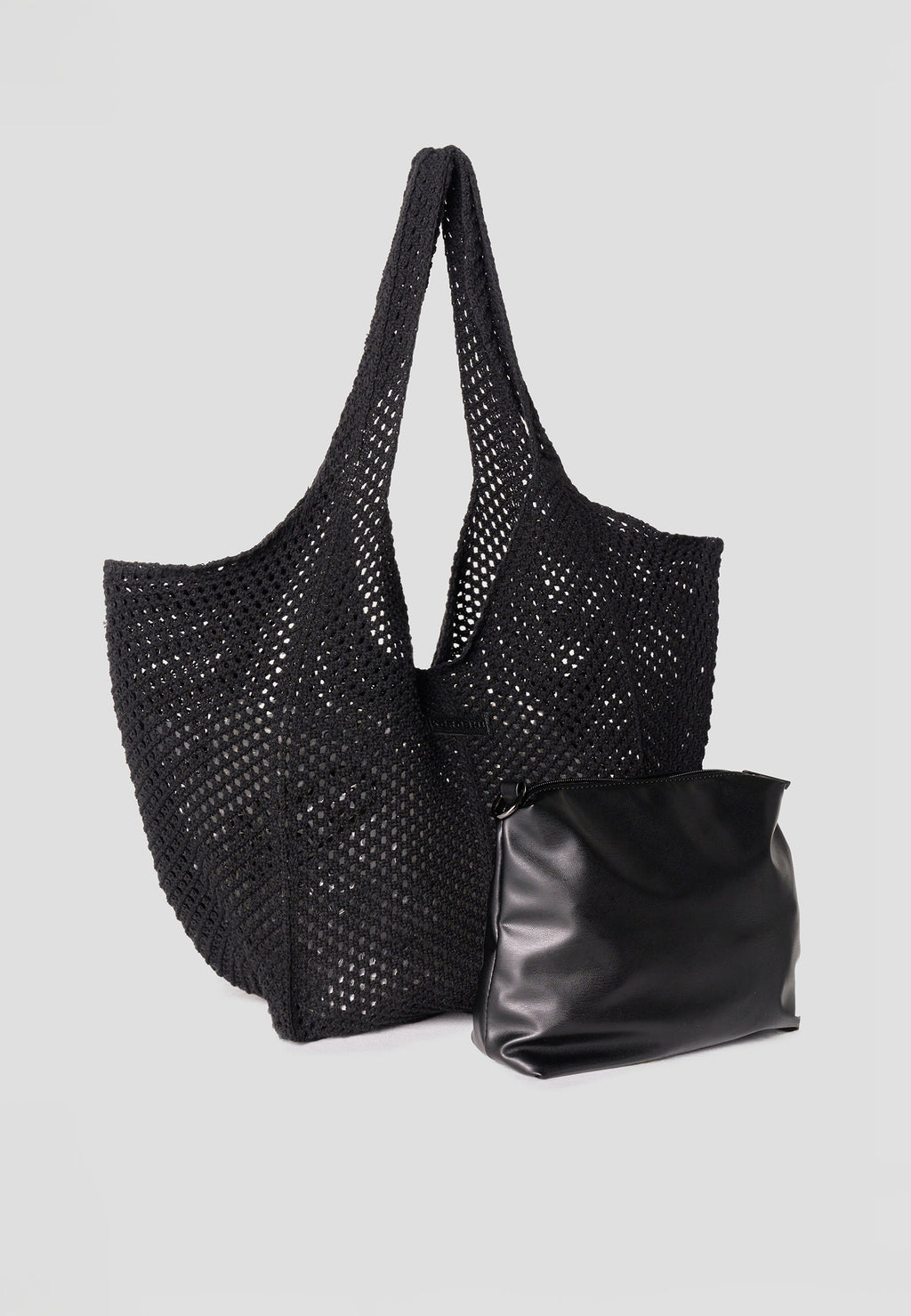 Bolso Shopper Punto Calado Mujer – Koroshi Negro
