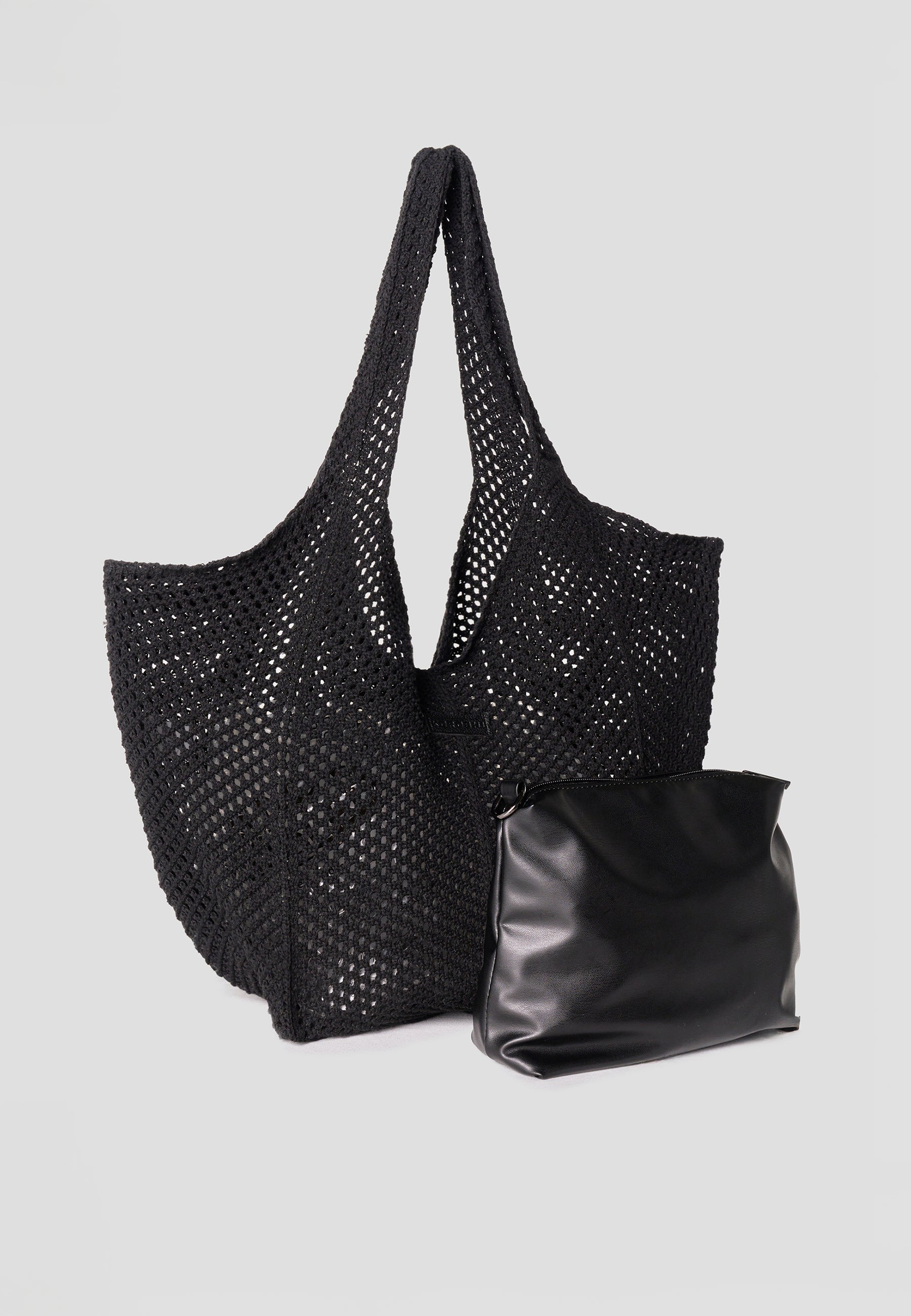Bolso Shopper Punto Calado Mujer – Koroshi Negro