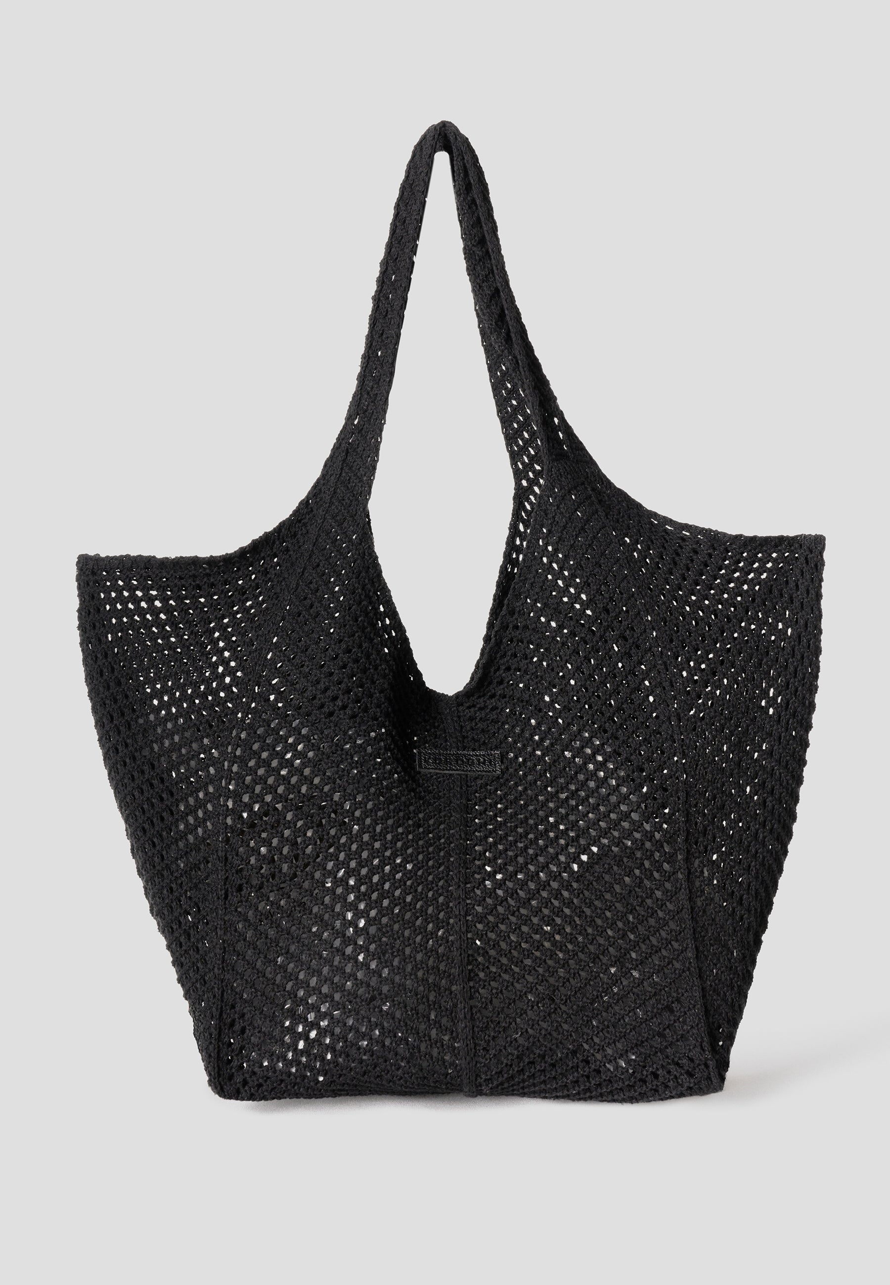 Bolso Shopper Punto Calado Mujer – Koroshi Negro