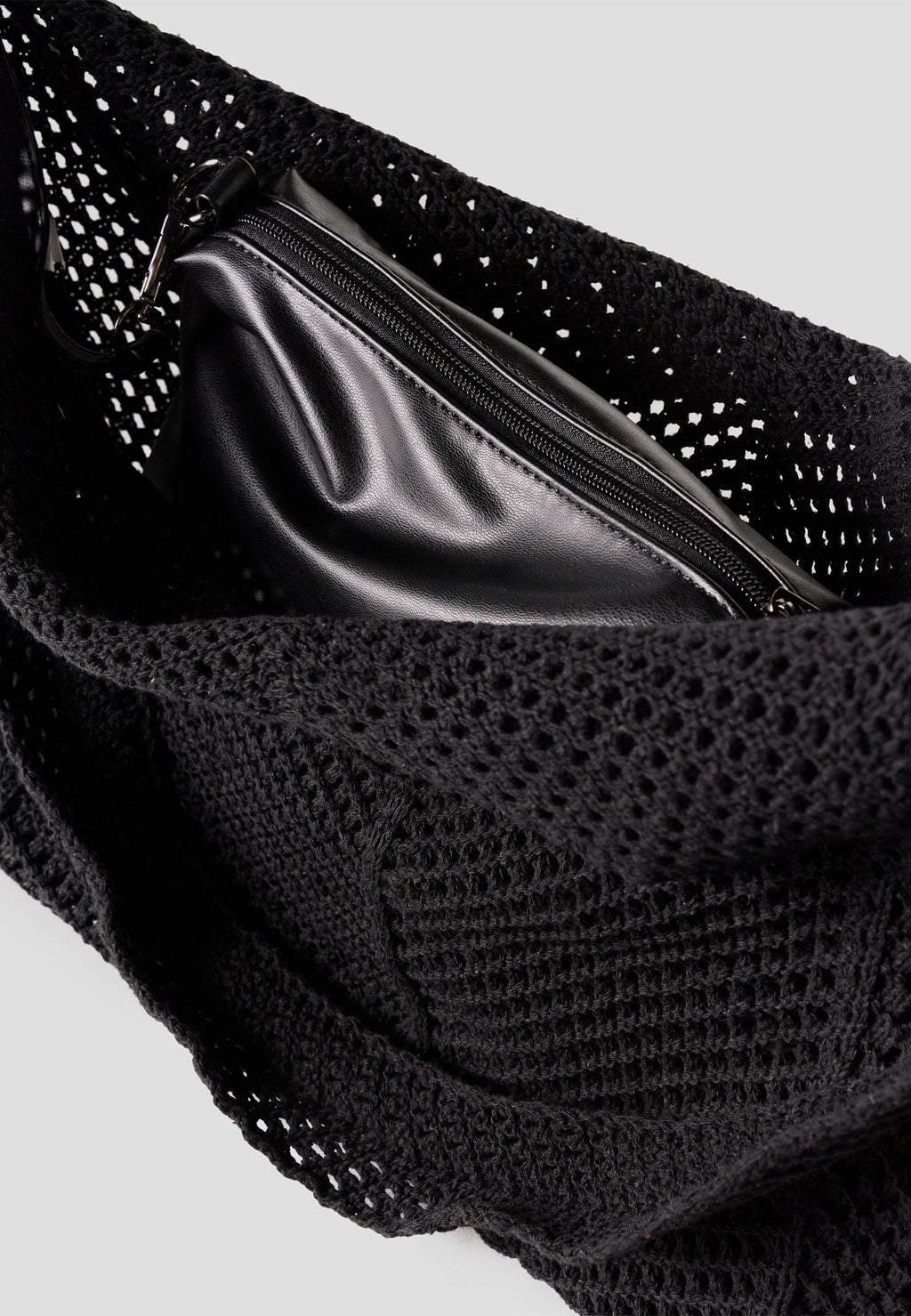 Bolso Shopper Punto Calado Mujer – Koroshi Negro