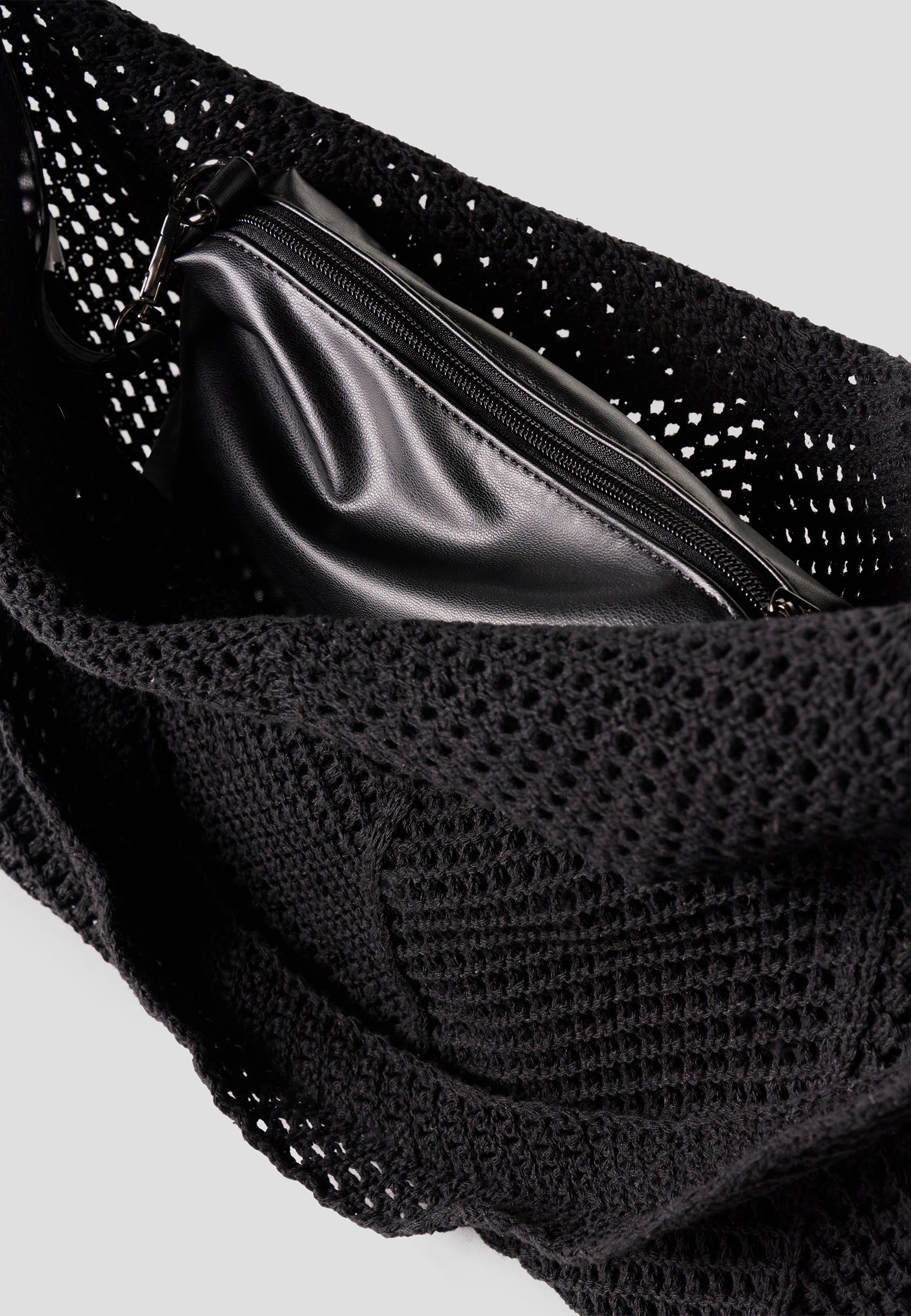Bolso Shopper Punto Calado Mujer – Koroshi Negro