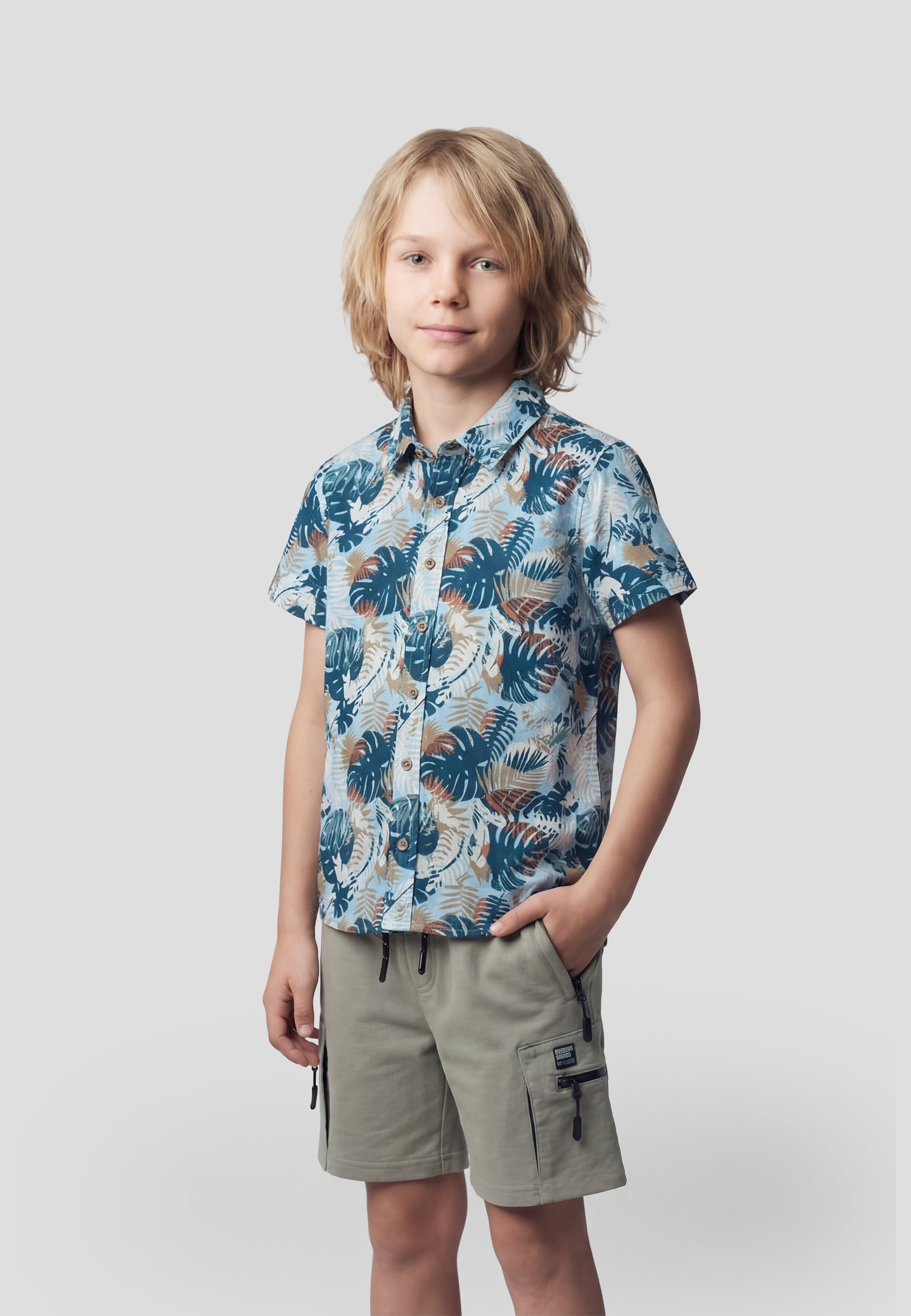 Camisa Niño Manga Corta Tropical Viscosa – Koroshi Multicolor