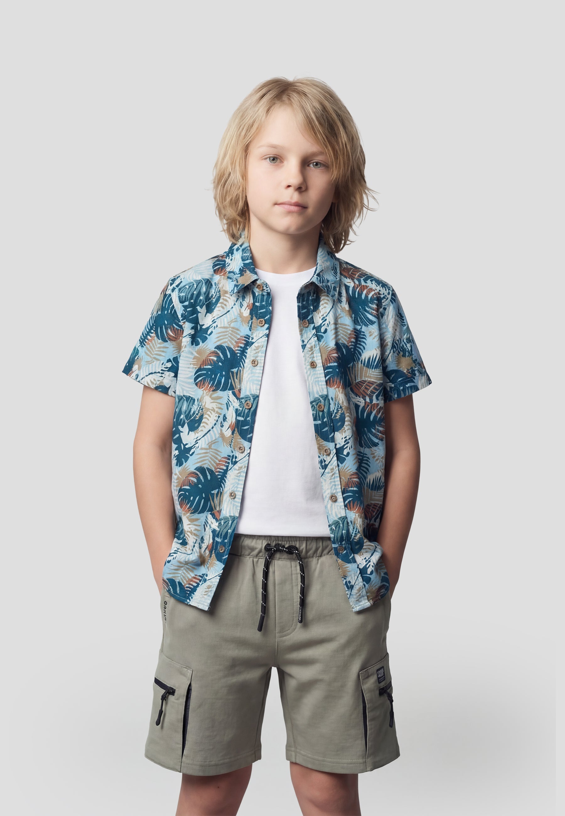 Camisa Niño Manga Corta Tropical Viscosa – Koroshi Multicolor
