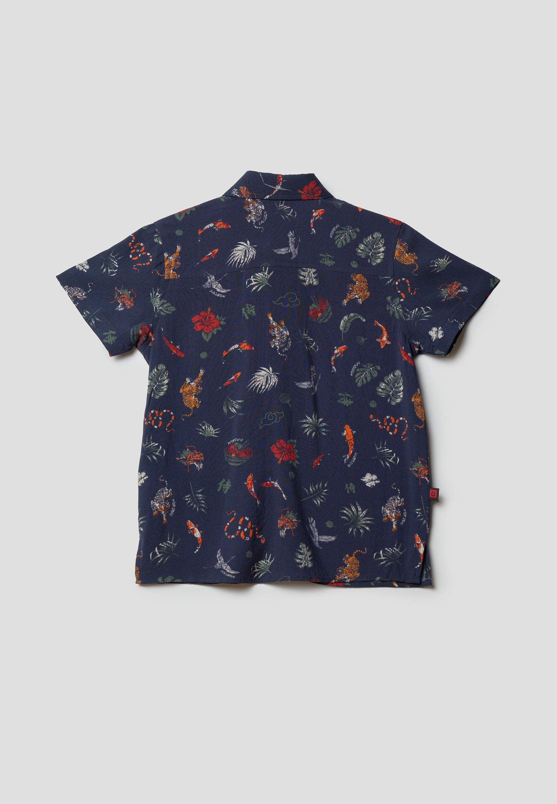 Camisa Niño Manga Corta Estampada Palmeras – Koroshi Navy