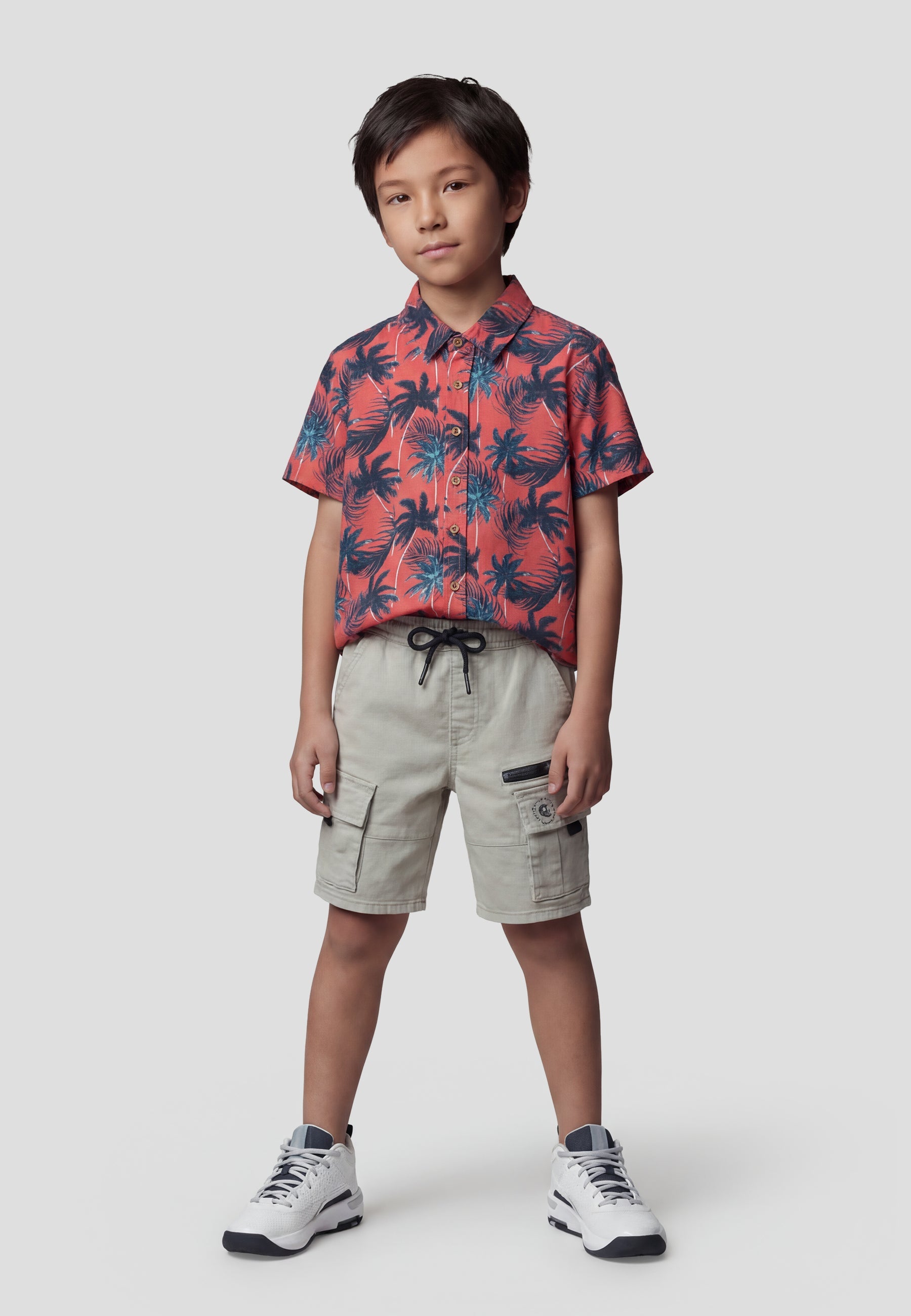 Camisa Niño Manga Corta Estampada Viscosa – Koroshi Coral