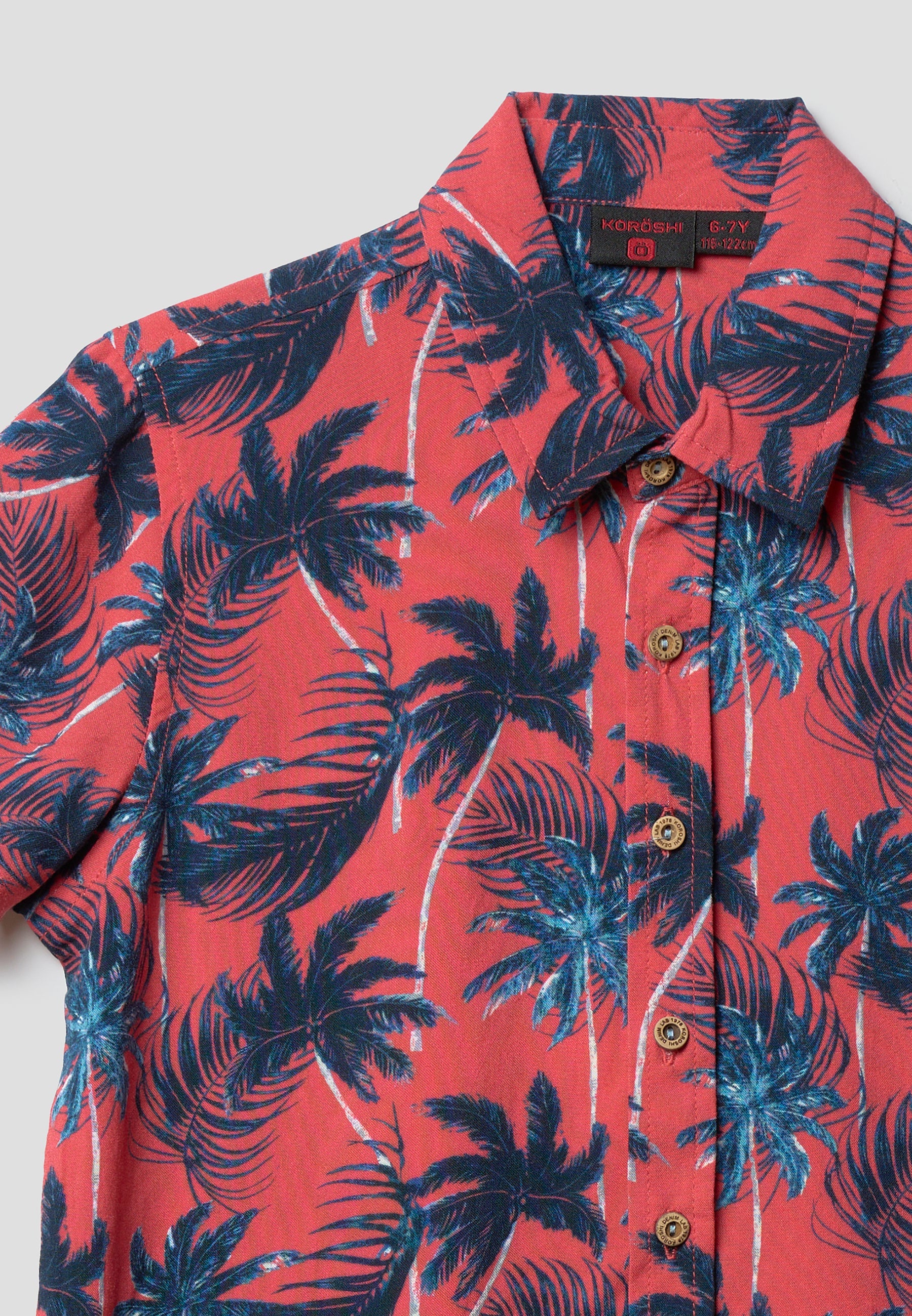 Camisa Niño Manga Corta Estampada Viscosa – Koroshi Coral