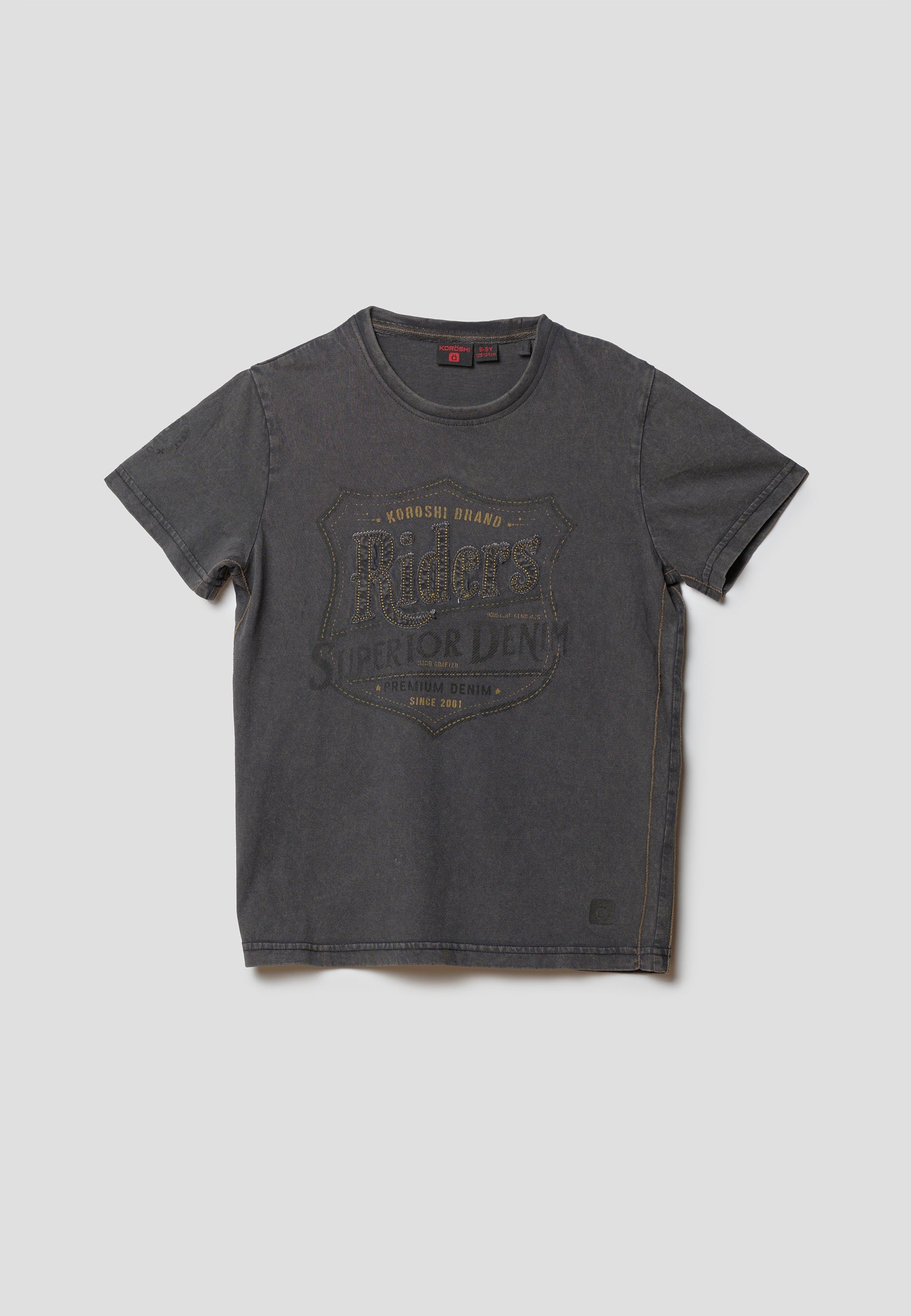 Camiseta Niño Manga Corta Estampada Algodón – Koroshi Negro
