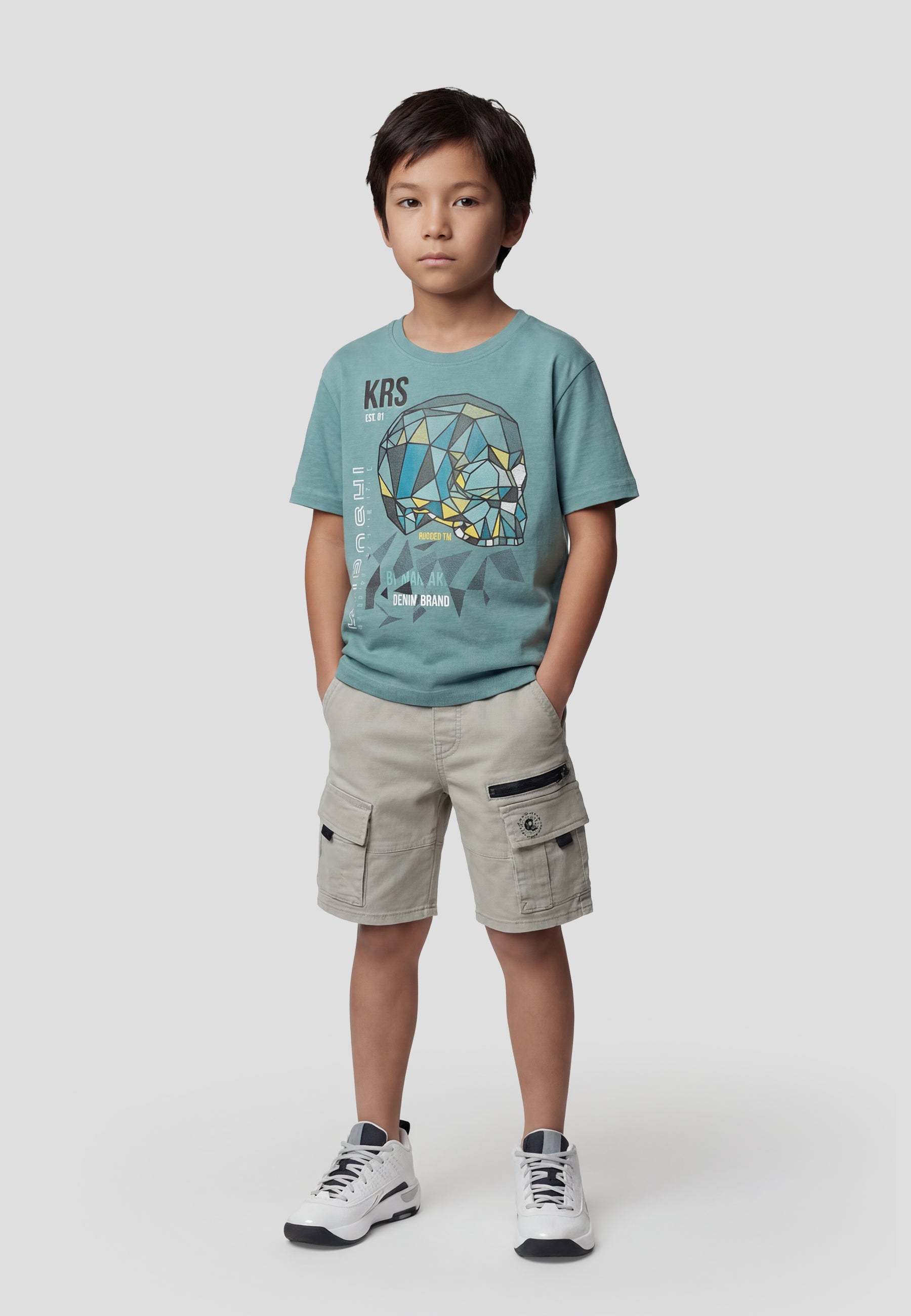 Camiseta Niño Manga Corta Estampada Algodón – Koroshi Verde