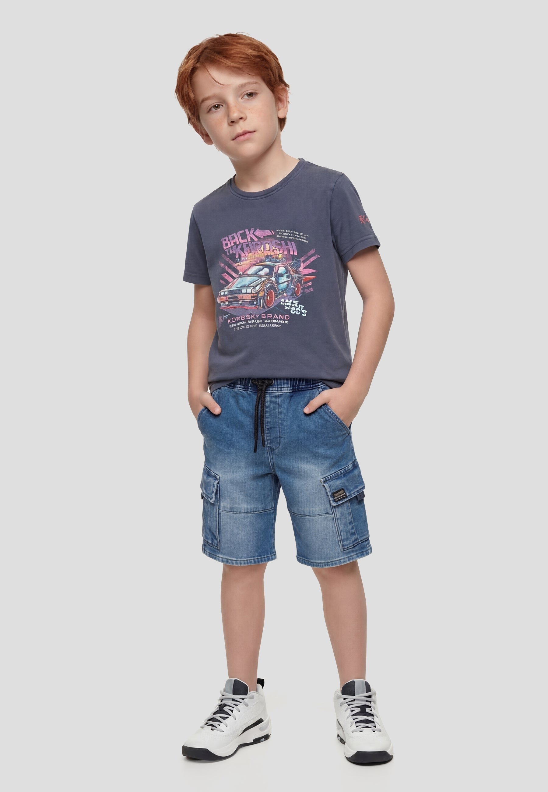 Camiseta Niño Manga Corta Estampada – Koroshi Índigo