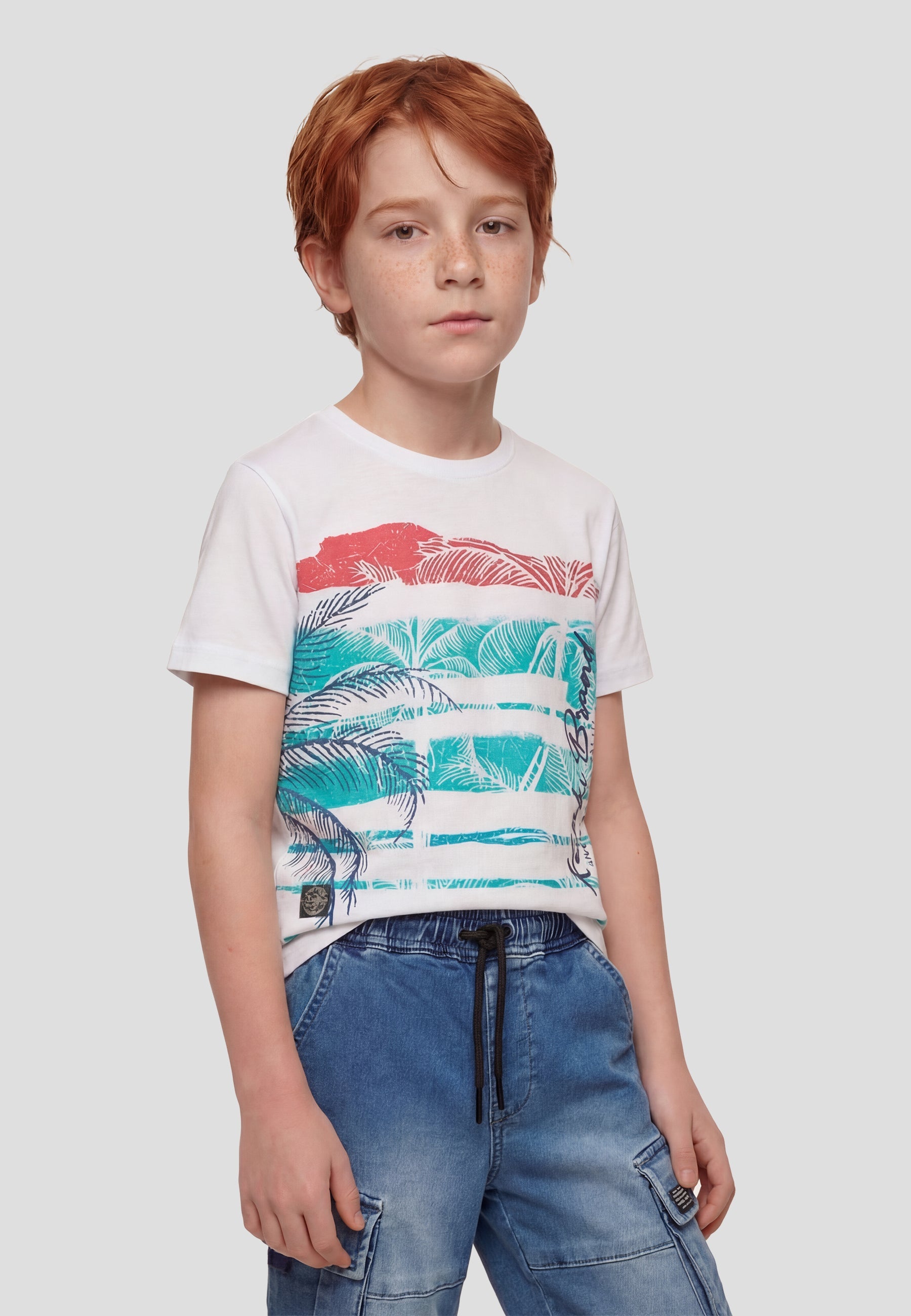 Camiseta Niño Manga Corta Palmeras – Koroshi Blanco