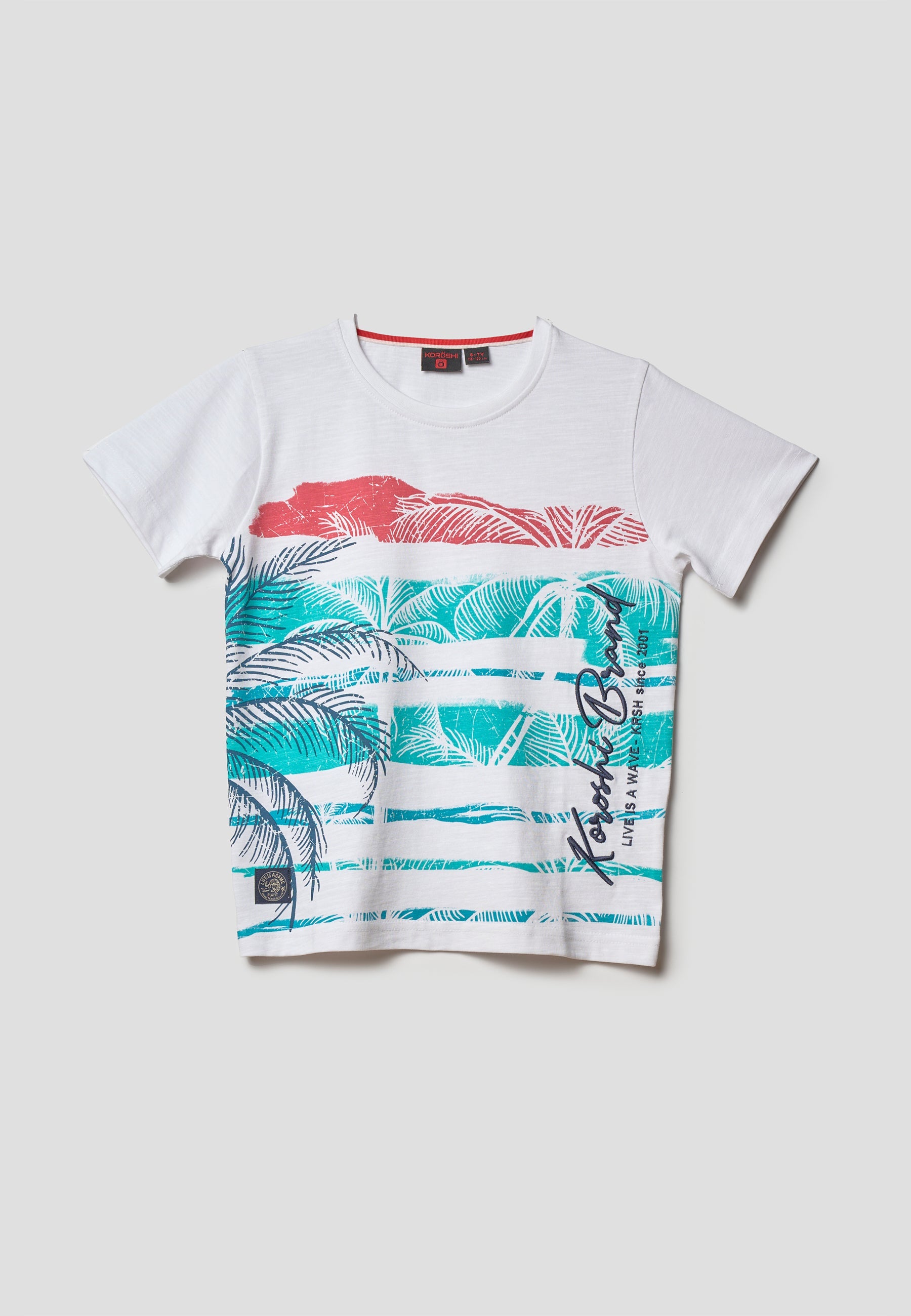 Camiseta Niño Manga Corta Palmeras – Koroshi Blanco
