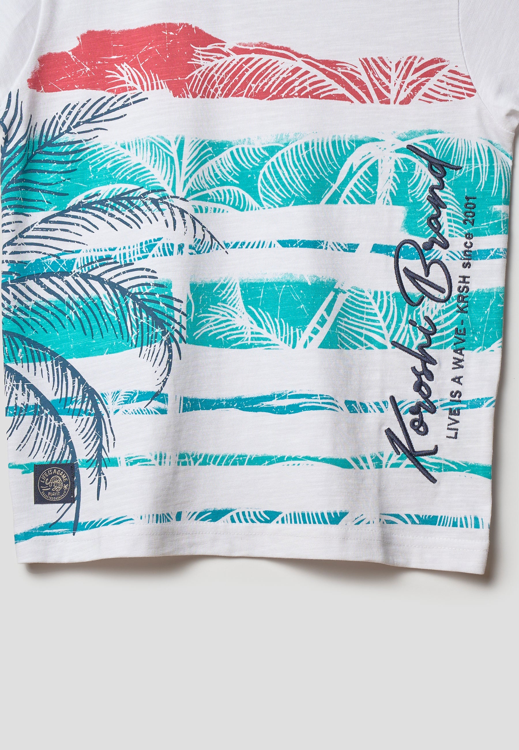 Camiseta Niño Manga Corta Palmeras – Koroshi Blanco