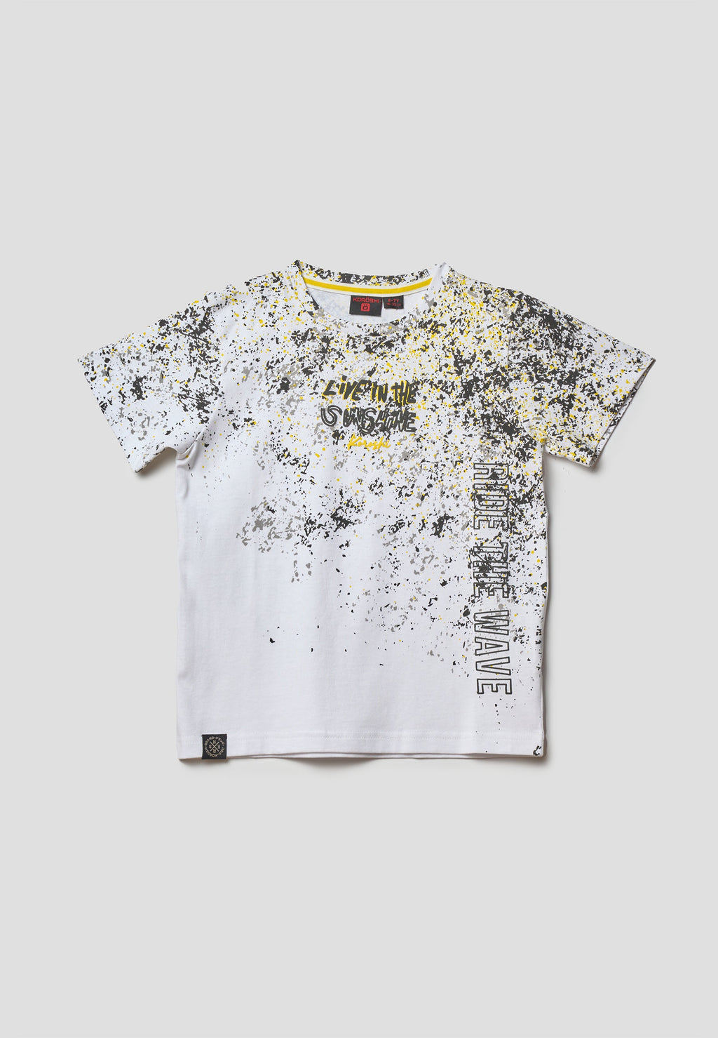 Camiseta Niño Manga Corta Estampada Surf – Koroshi Blanco