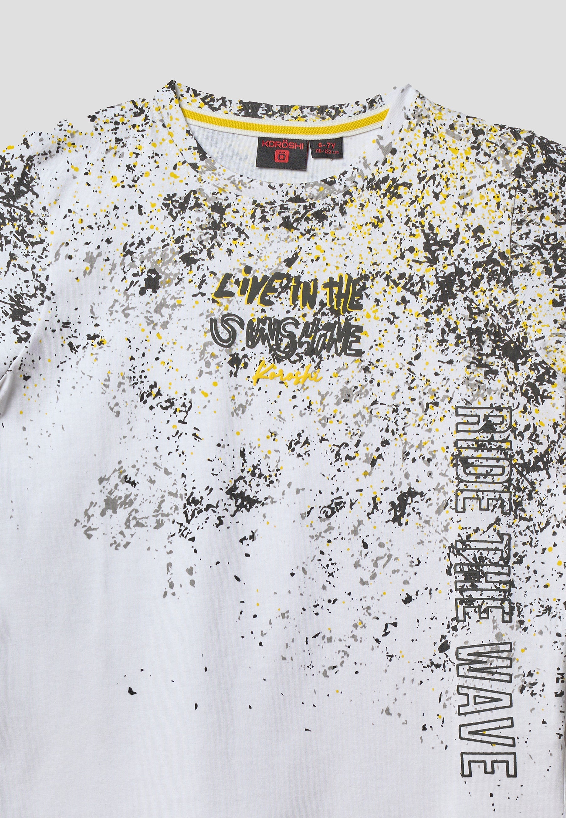 Camiseta Niño Manga Corta Estampada Surf – Koroshi Blanco