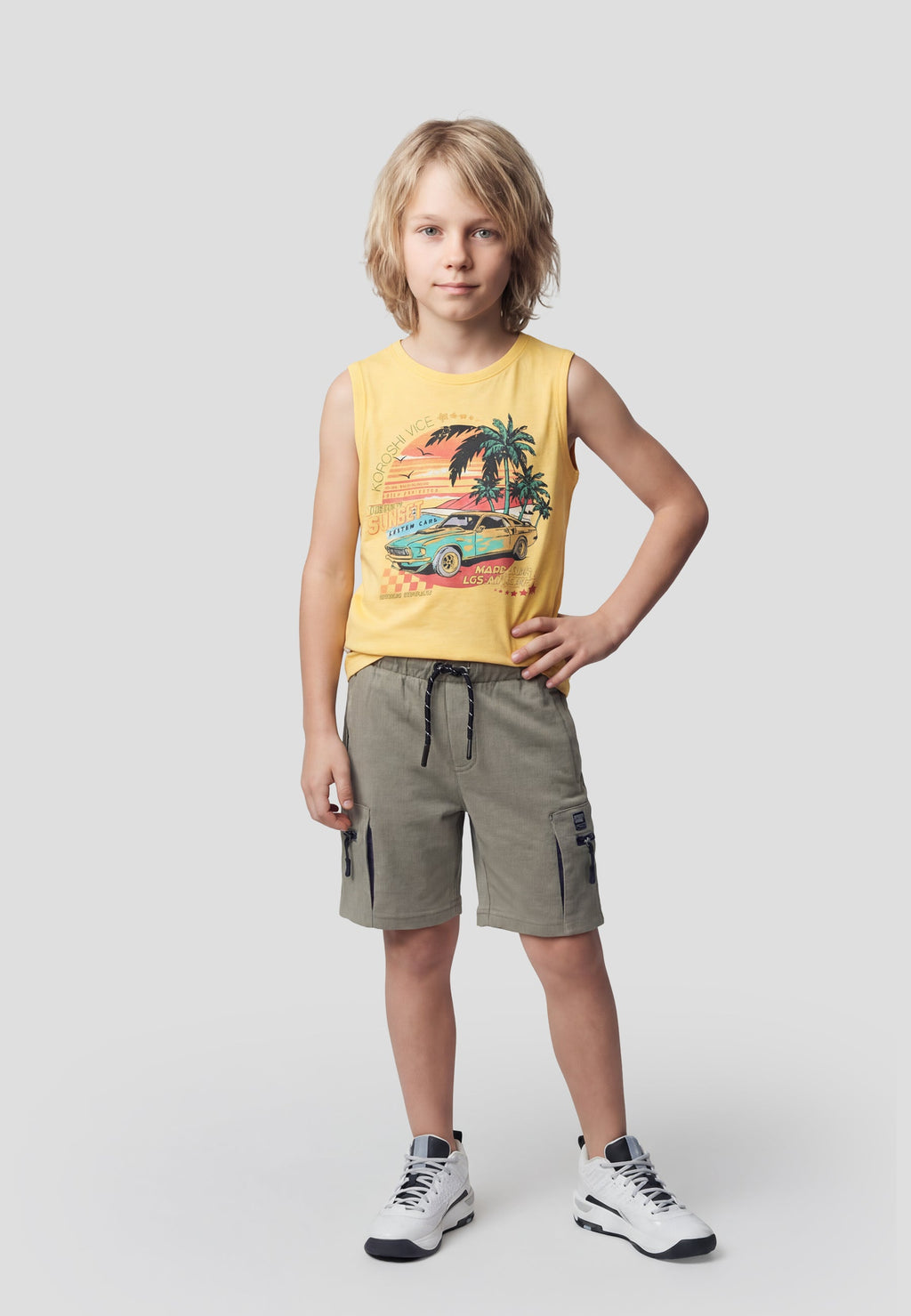 Camiseta Niño Sin Mangas Estampada – Koroshi Amarillo