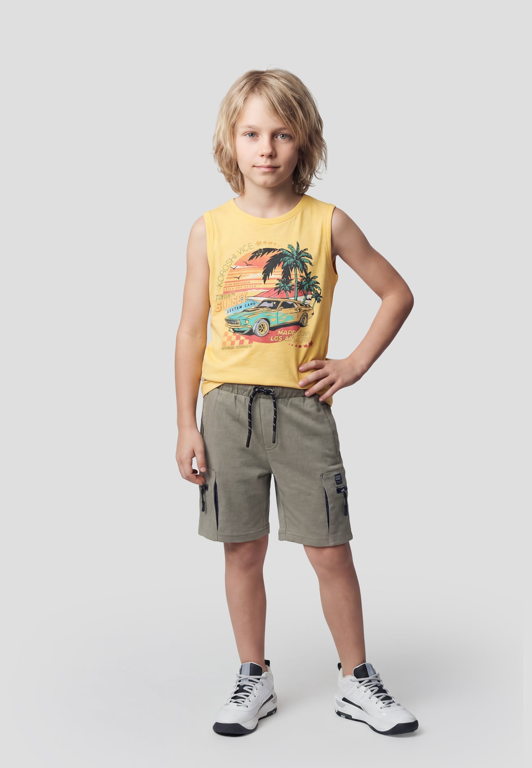 Camiseta Niño Sin Mangas Estampada – Koroshi Amarillo