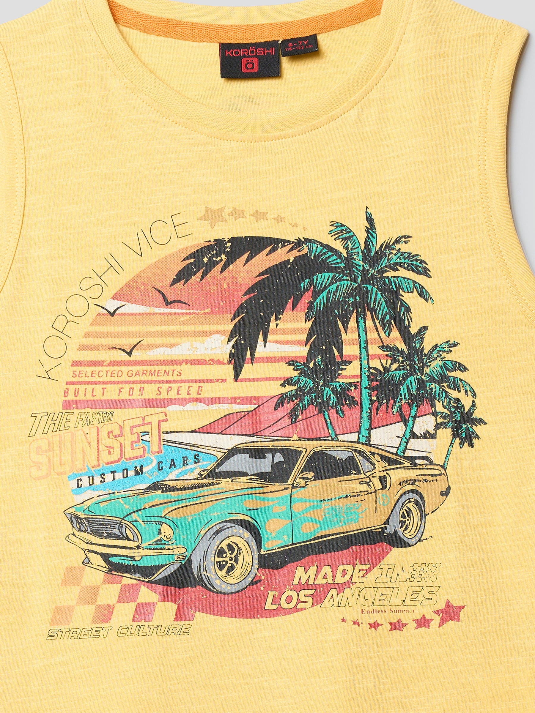Camiseta Niño Sin Mangas Estampada – Koroshi Amarillo