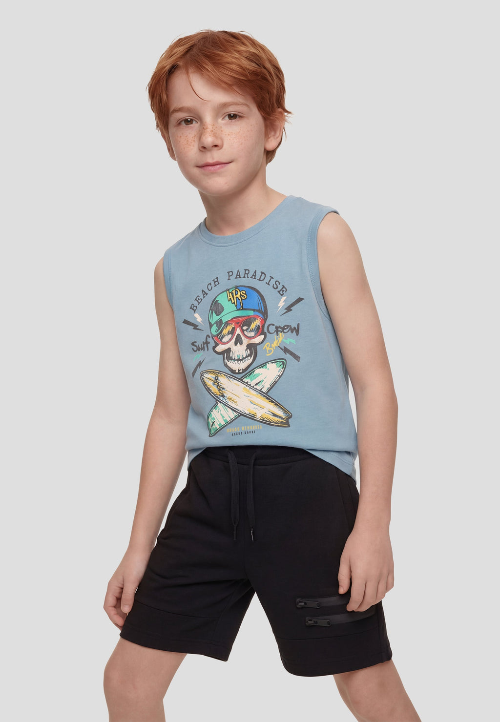 Camiseta Niño Sin Mangas Estampada – Koroshi Azul