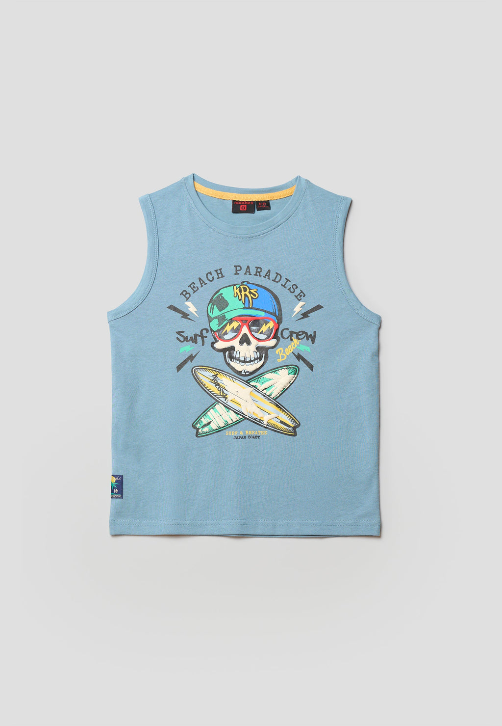 Camiseta Niño Sin Mangas Estampada – Koroshi Azul