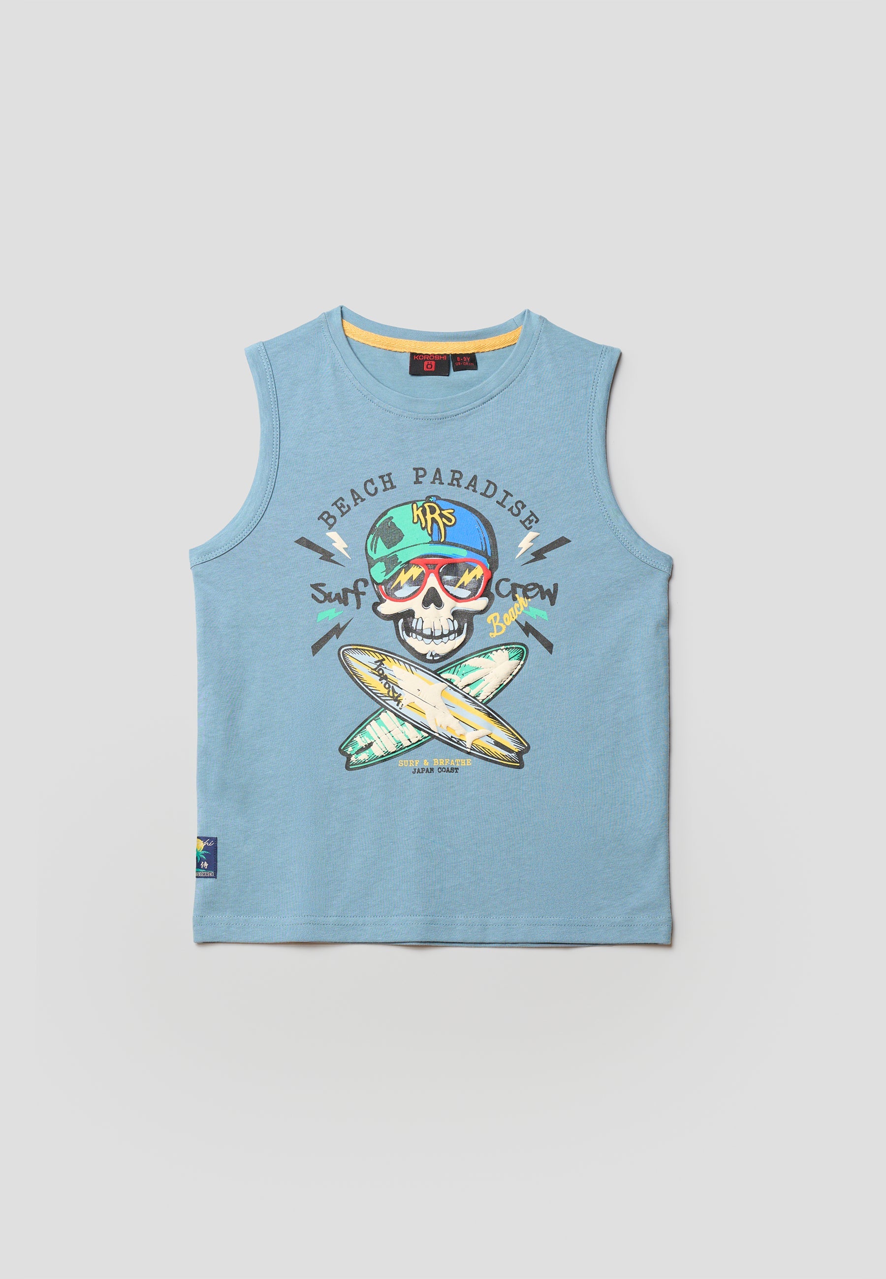 Camiseta Niño Sin Mangas Estampada – Koroshi Azul