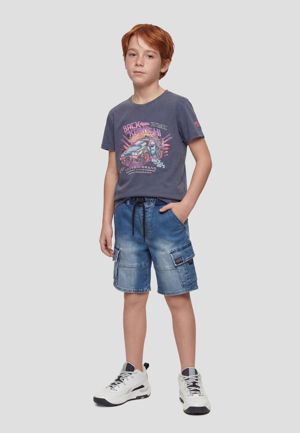 Bermuda Vaquera Cargo Niño Denim – Koroshi Azul