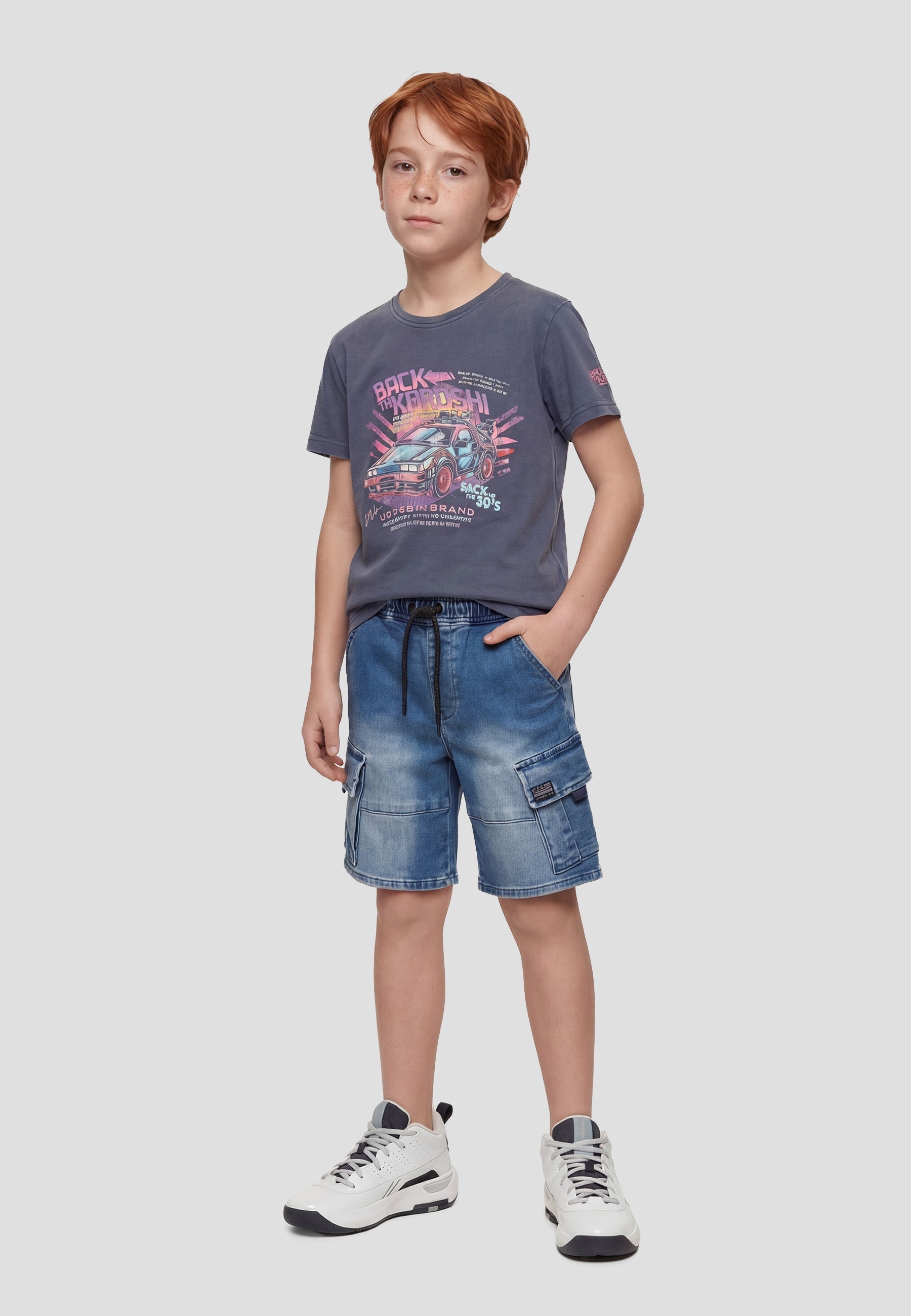 Bermuda Vaquera Cargo Niño Denim – Koroshi Azul