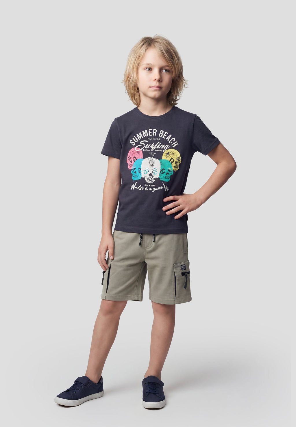 Pantalón Corto Cargo Niño Algodón – Koroshi Kaki