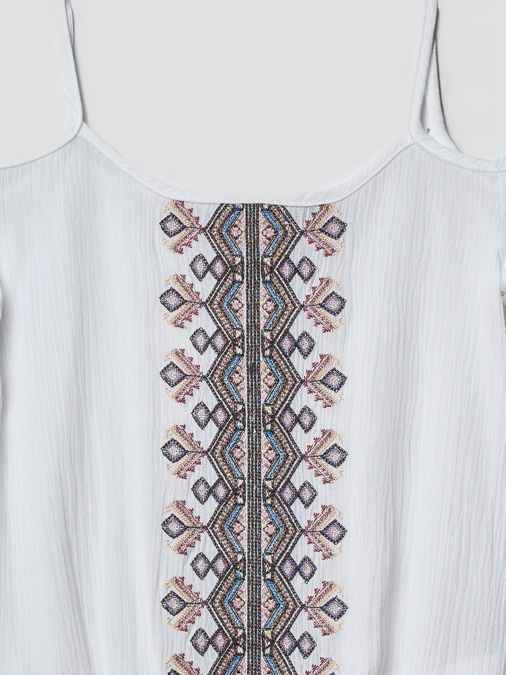 Blusa Niña Hombros Descubiertos Bordado Étnico – Koroshi Blanco