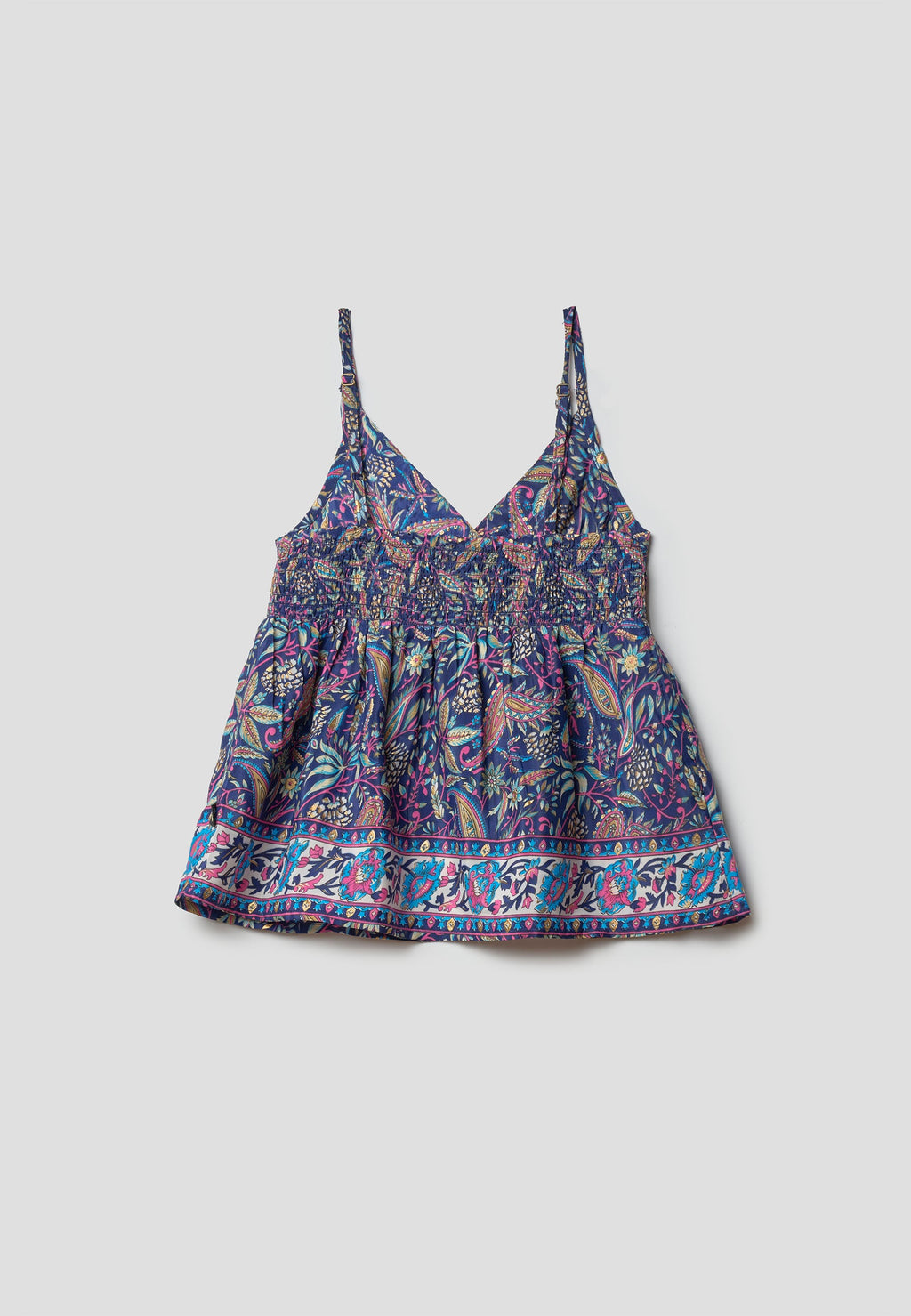 Blusa Niña Tirantes con Lazo Estampada Viscosa Azul Marino | Koroshi