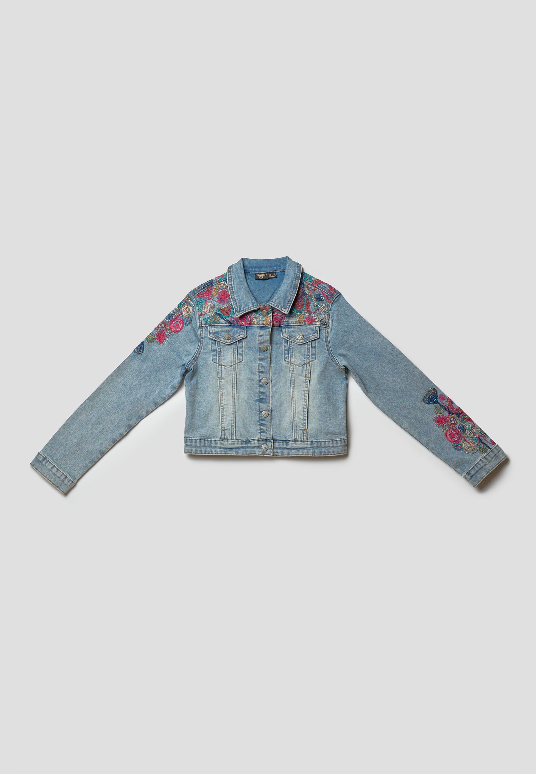 Chaqueta cazadora vaquera azul denim bordada  niña | Koroshi