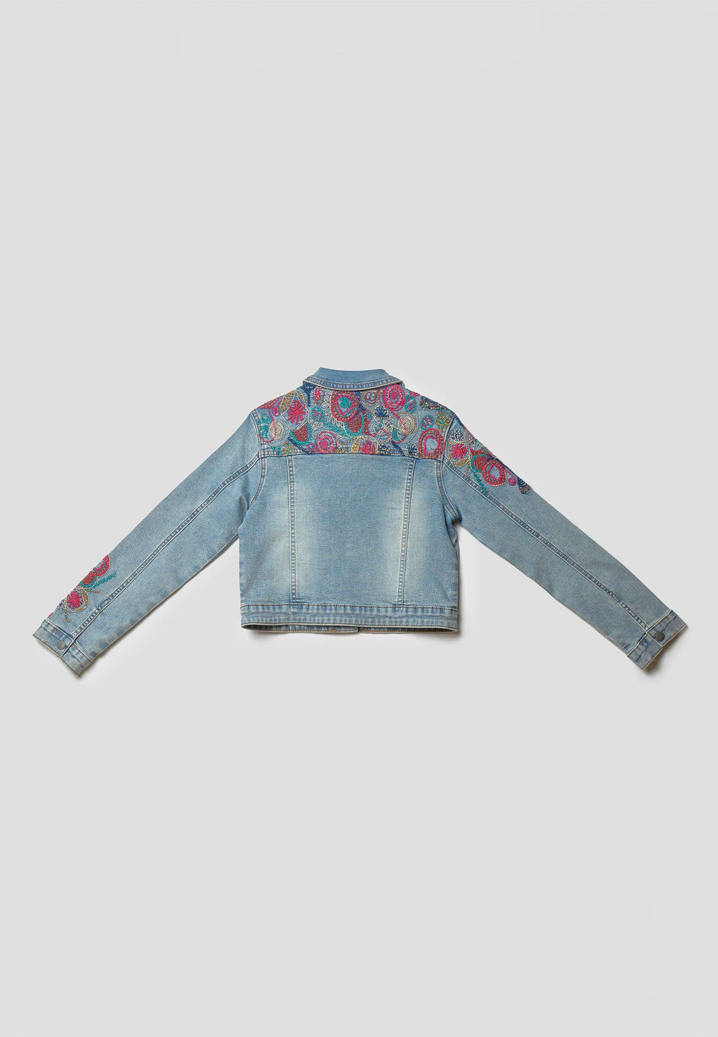 Chaqueta cazadora vaquera azul denim bordada  niña | Koroshi