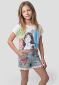 Top manga corta estampado blanco niña | Koroshi