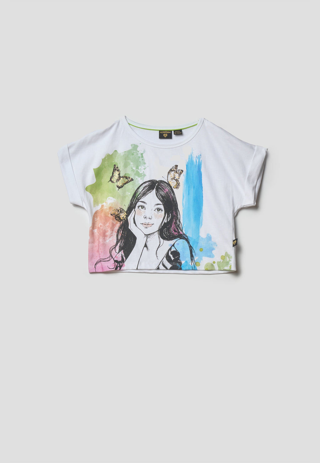 Top manga corta estampado blanco niña | Koroshi
