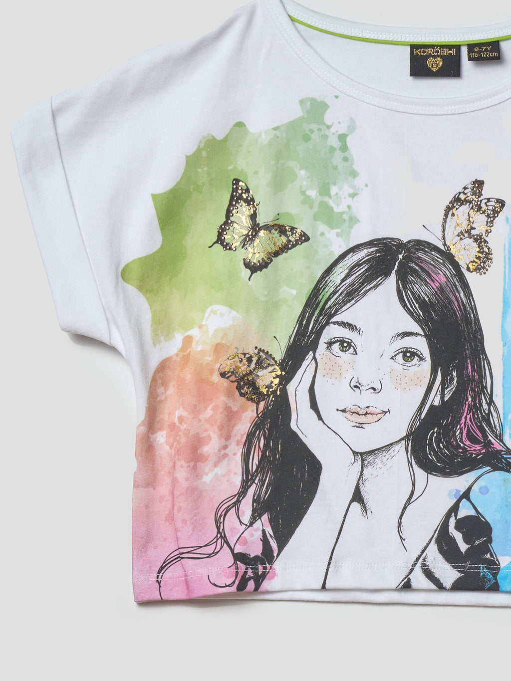 Top manga corta estampado blanco niña | Koroshi